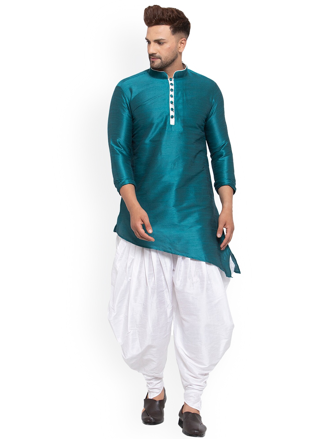

Sydney Heights Mandarin Collar Kurta With Dhoti Pants, Blue