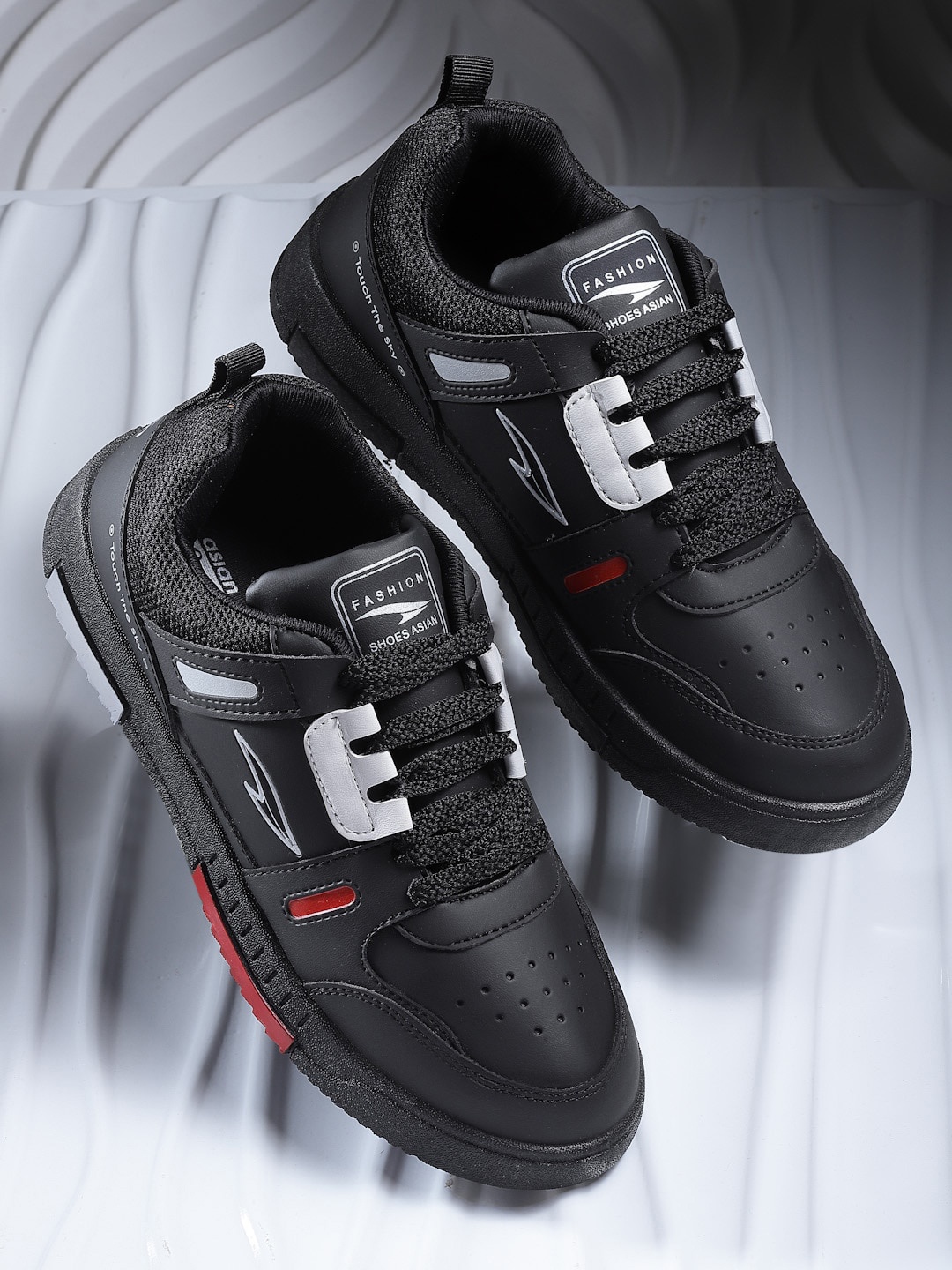 

ASIAN Men Lace-Ups Sneakers, Black