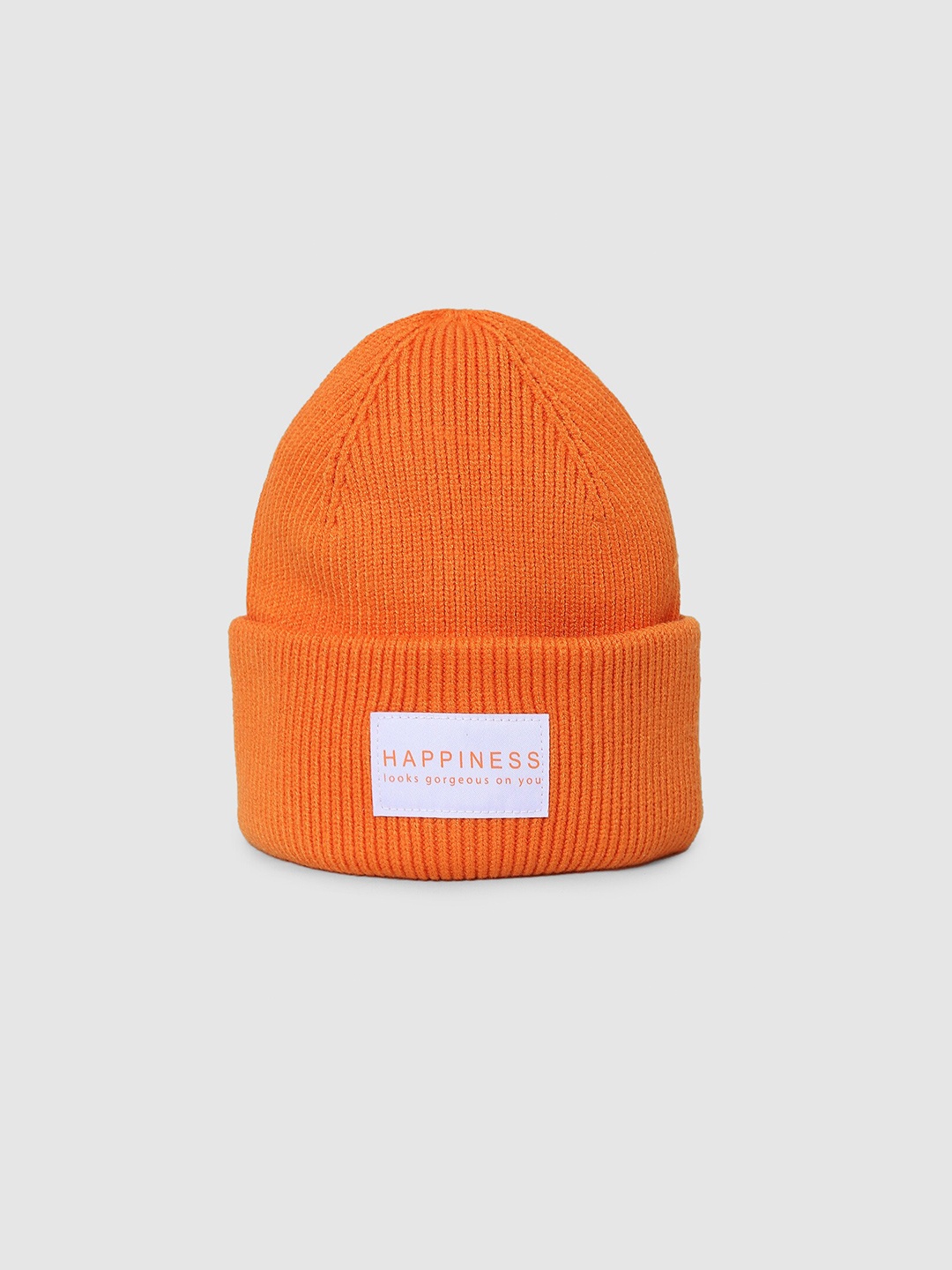 

ONLY Women Self Design Beanie, Orange