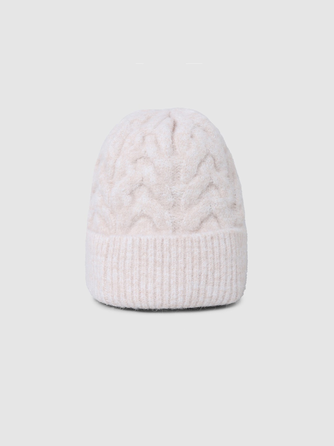 

ONLY Women Self Design Cloud Dancer Beanie, Cream