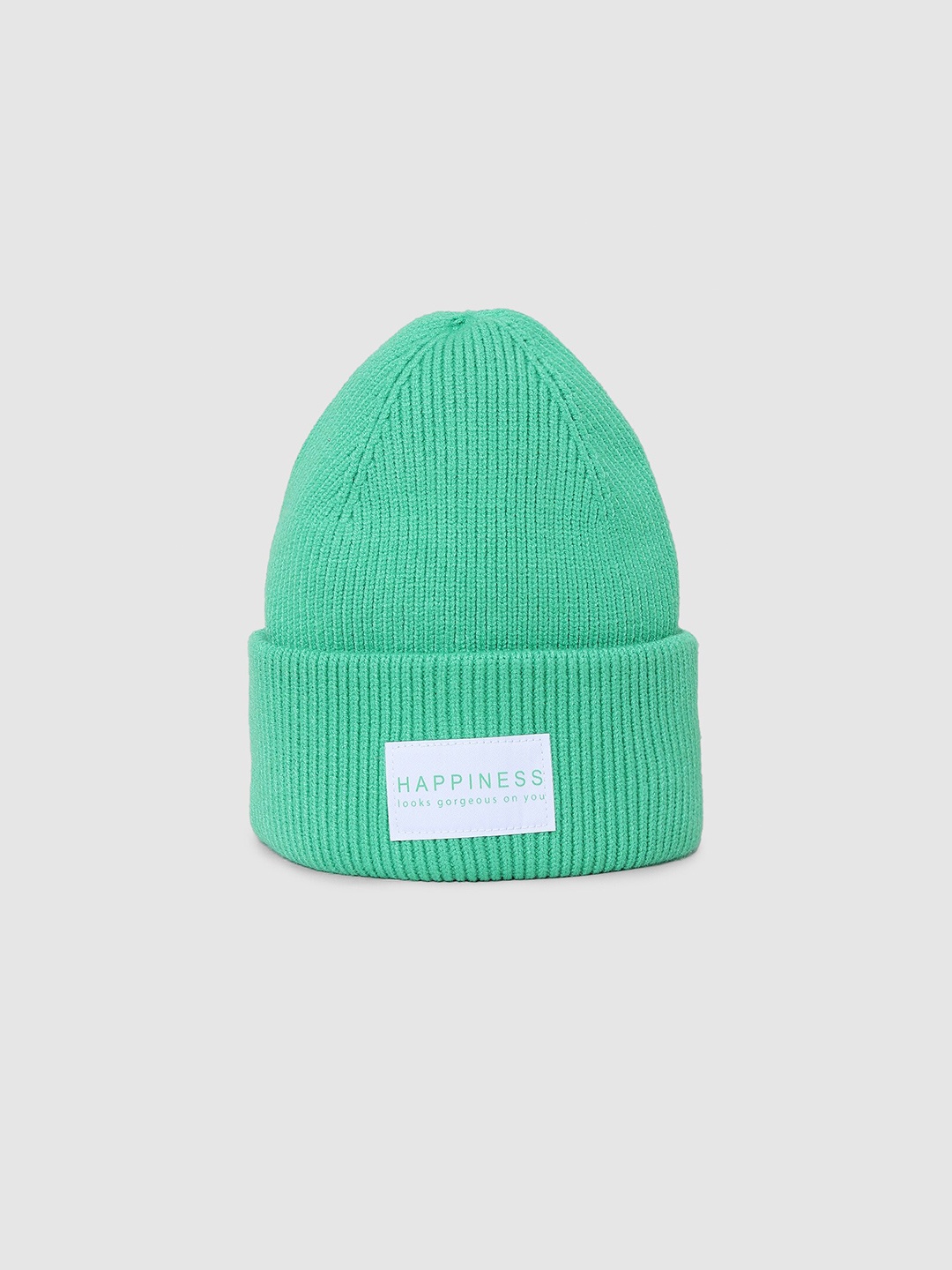 

ONLY Women Self Design Beanie, Green