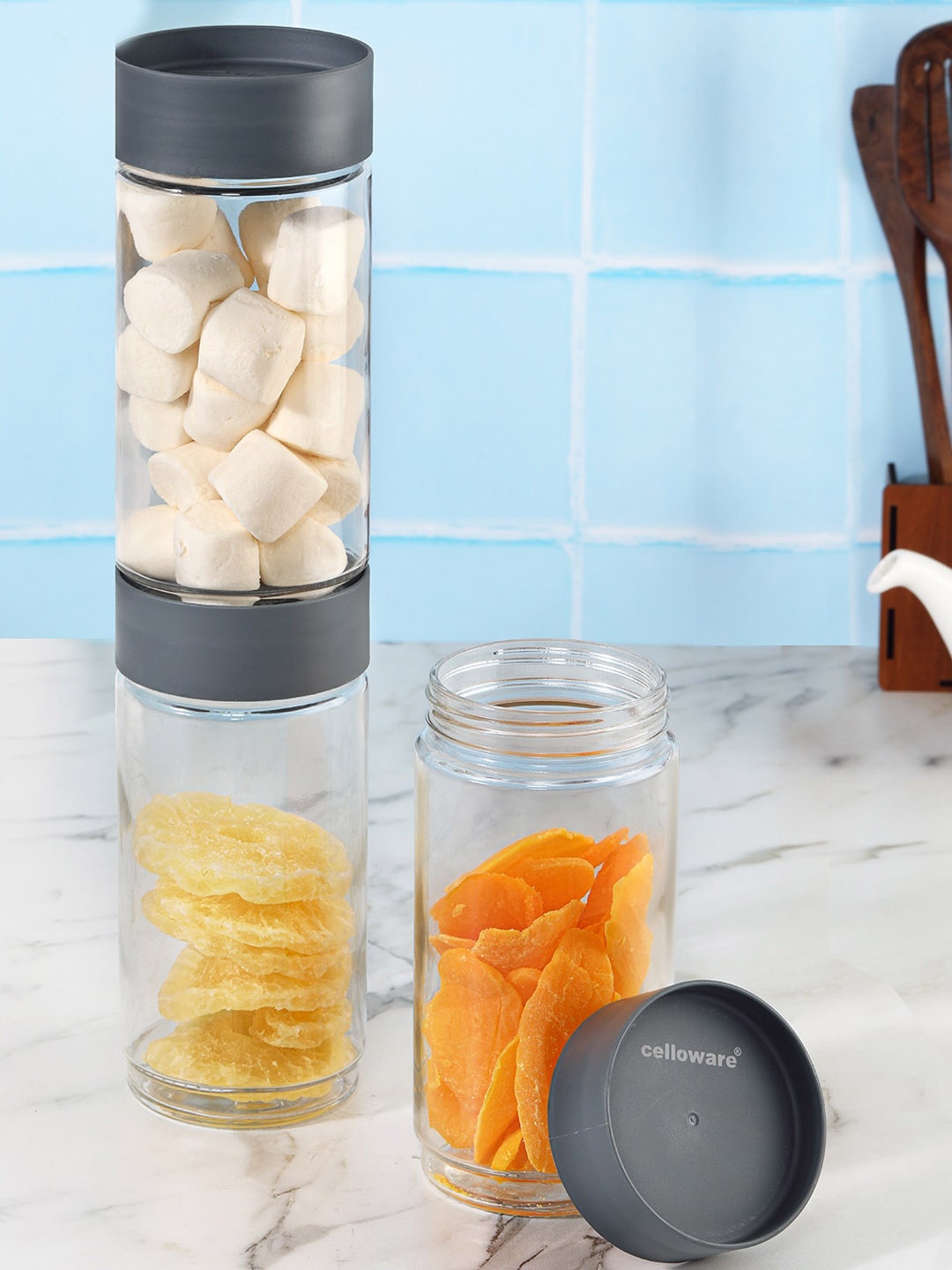 

Cello Grey 3 Pieces Grey Storage Glass Containers 1 L