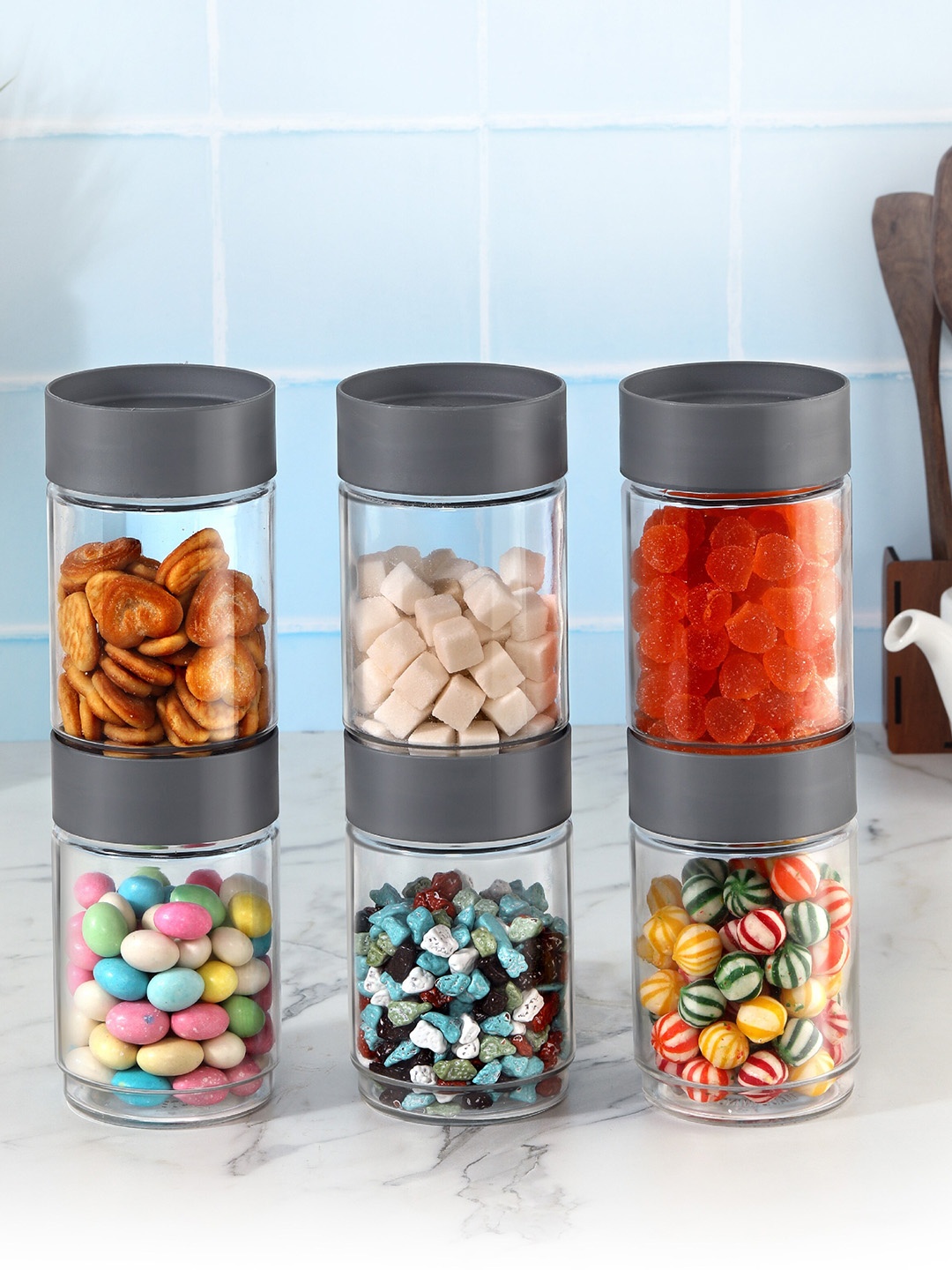 

Cello Grey 6 Pieces Storage Glass Containers 750 ml