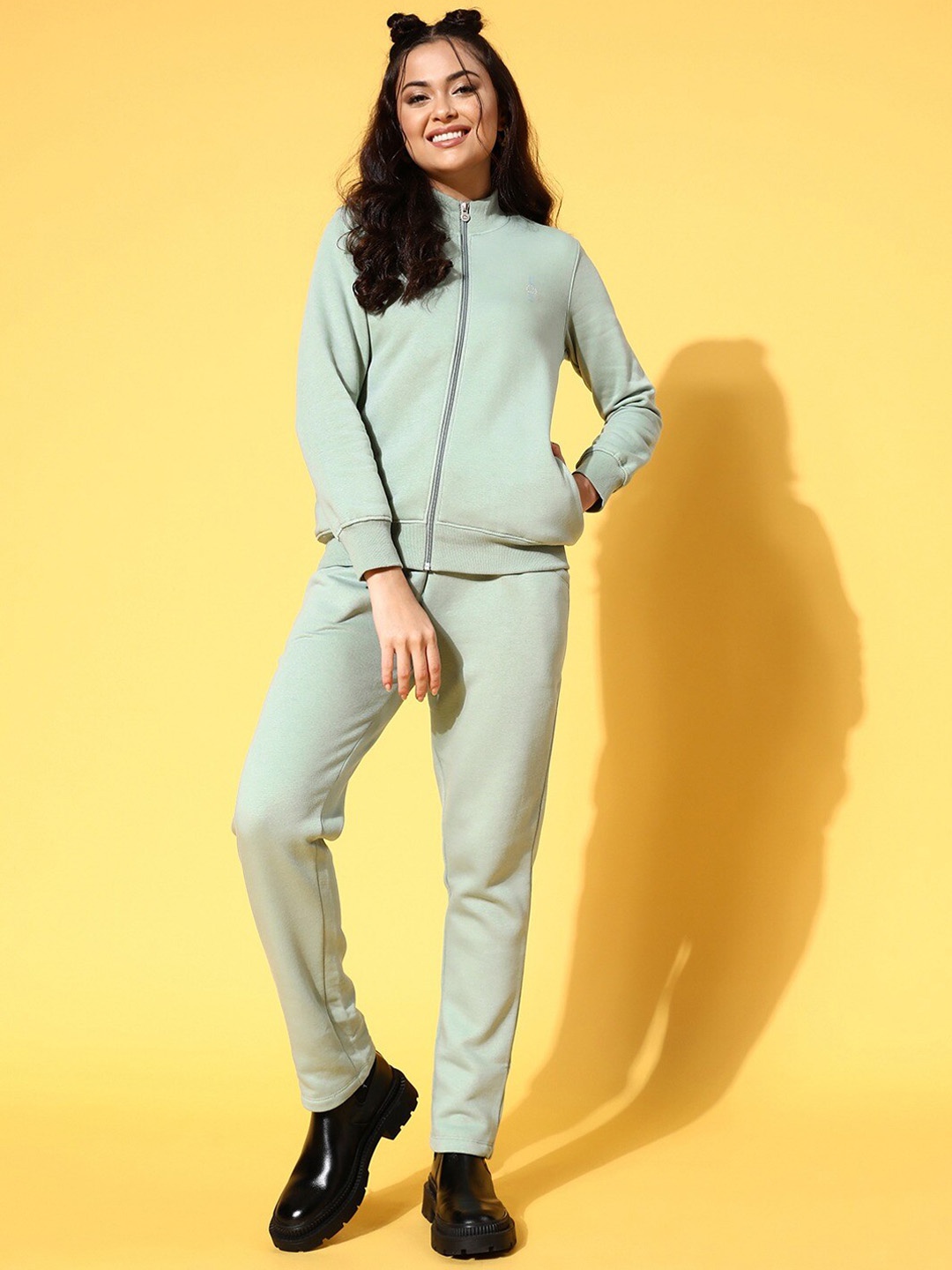 

Sweet Dreams Mock Collar Fleece Tracksuit, Green
