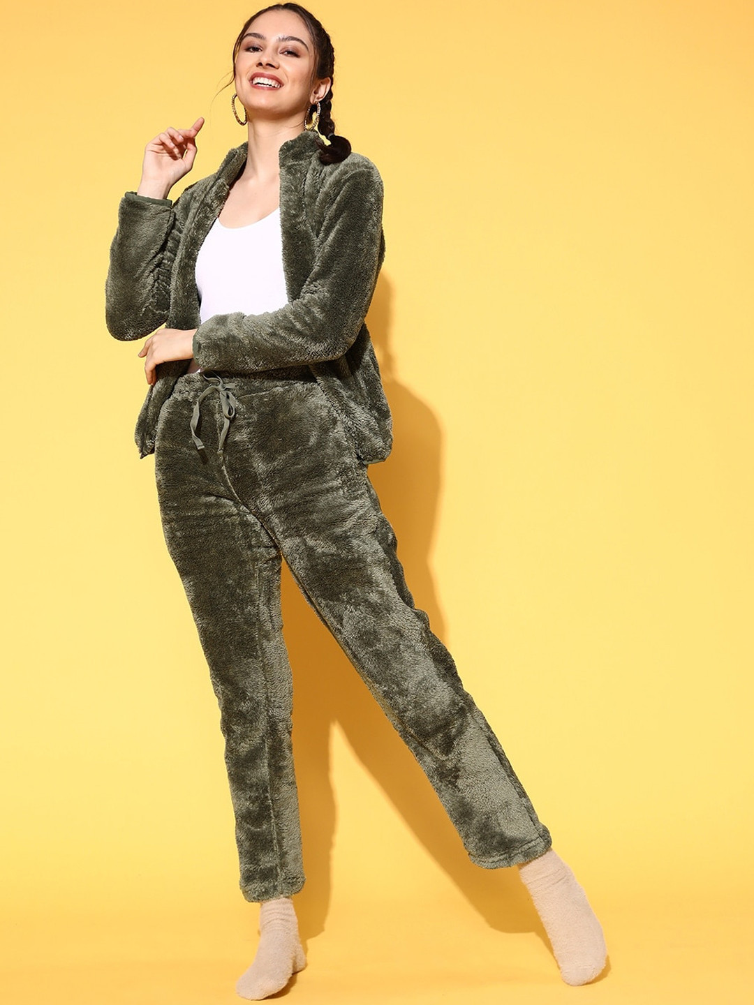 

Sweet Dreams Mandarin Collar Night Suit, Olive