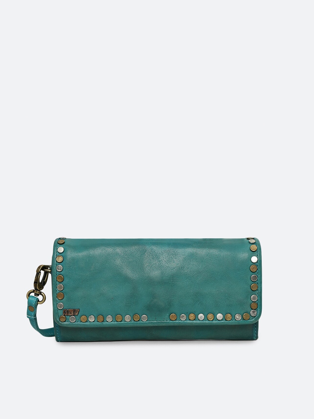 

ART N VINTAGE Embellished Foldover Clutch, Blue