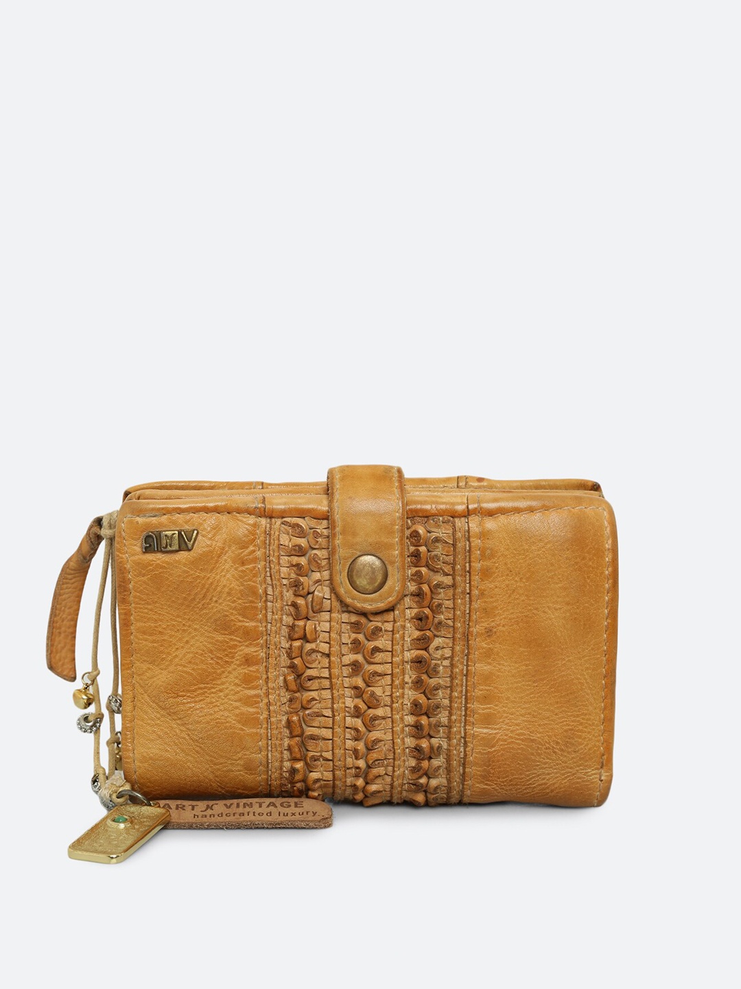 

ART N VINTAGE Women Leather Card Holder Wallets, Mustard