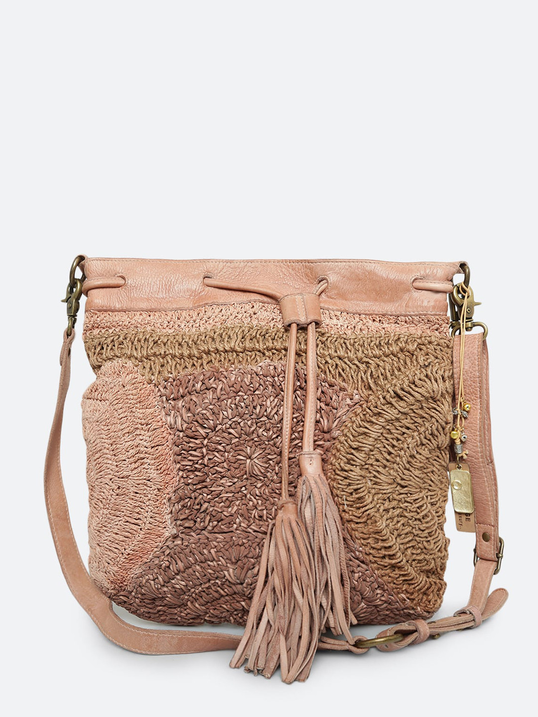 

ART N VINTAGE Textured Leather Sling Bag, Pink