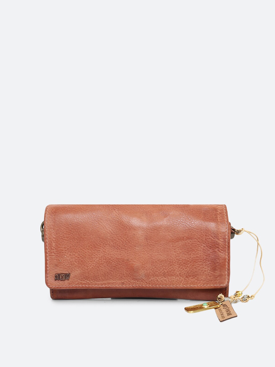 

ART N VINTAGE Foldover Clutch, Tan