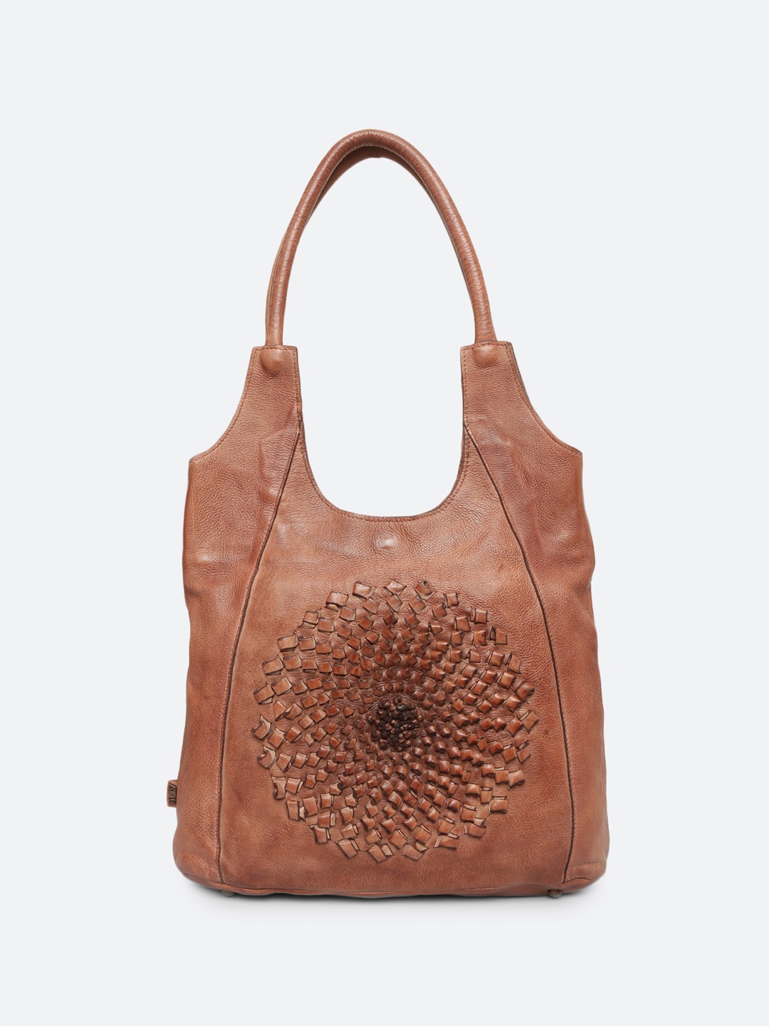 

ART N VINTAGE Textured Leather Structured Handheld Bag, Beige