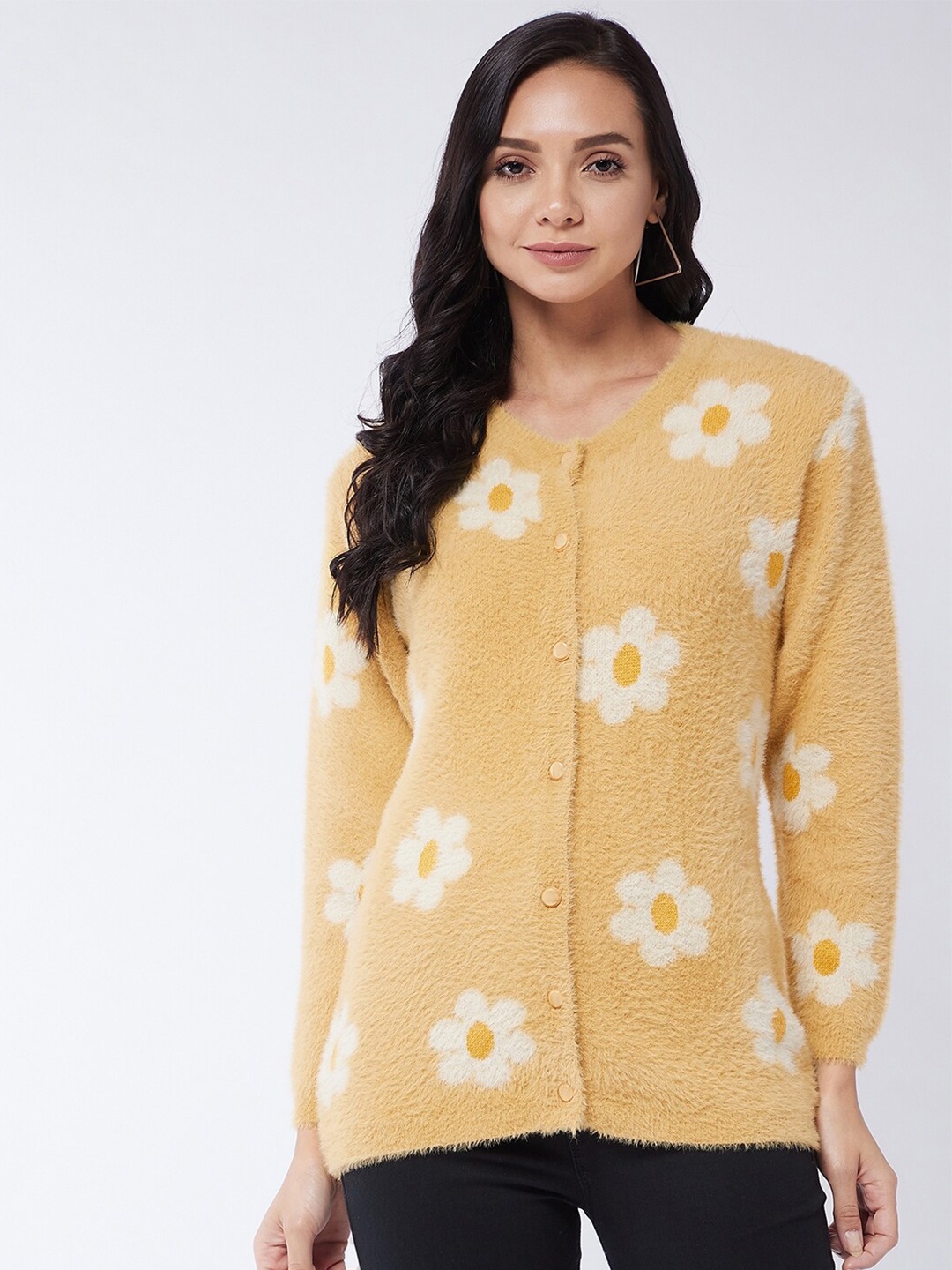 

Modeve Floral Printed Acrylic Cardigan Sweater, Yellow