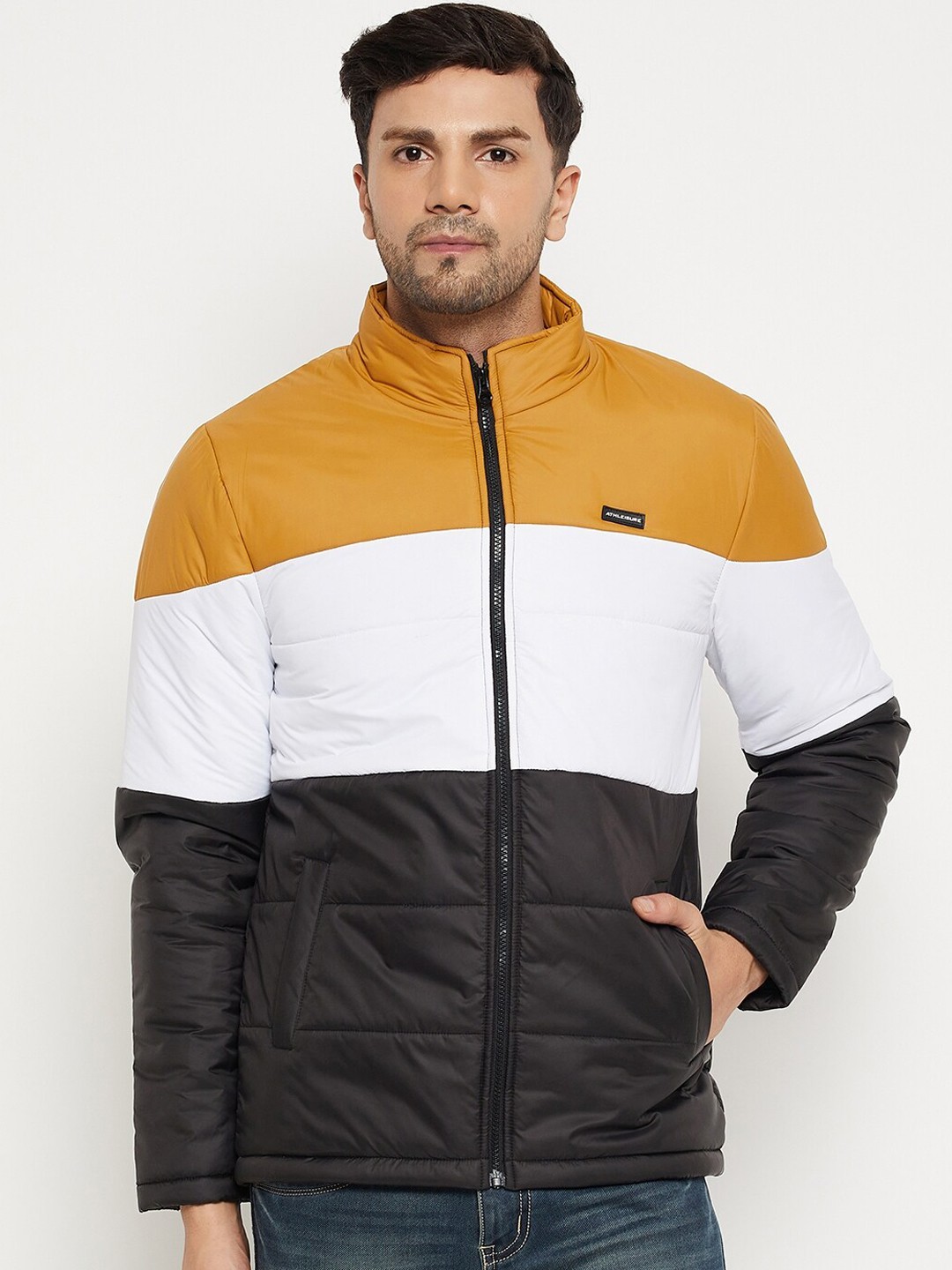 

BETTER THINK Colourblocked Lightweight Padded Jacket, Mustard