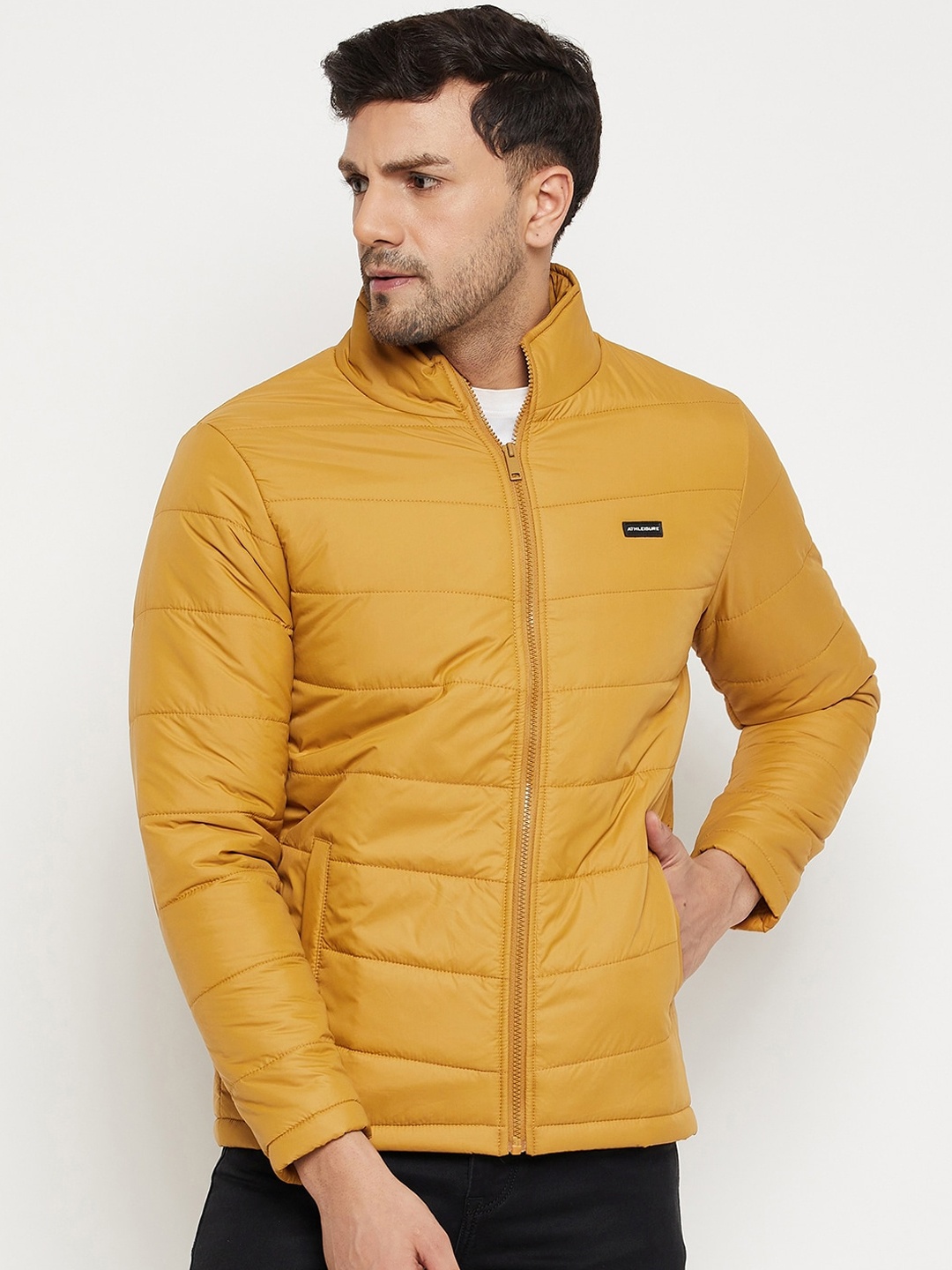 

BETTER THINK Mock Collar Lightweight Padded Jacket, Mustard