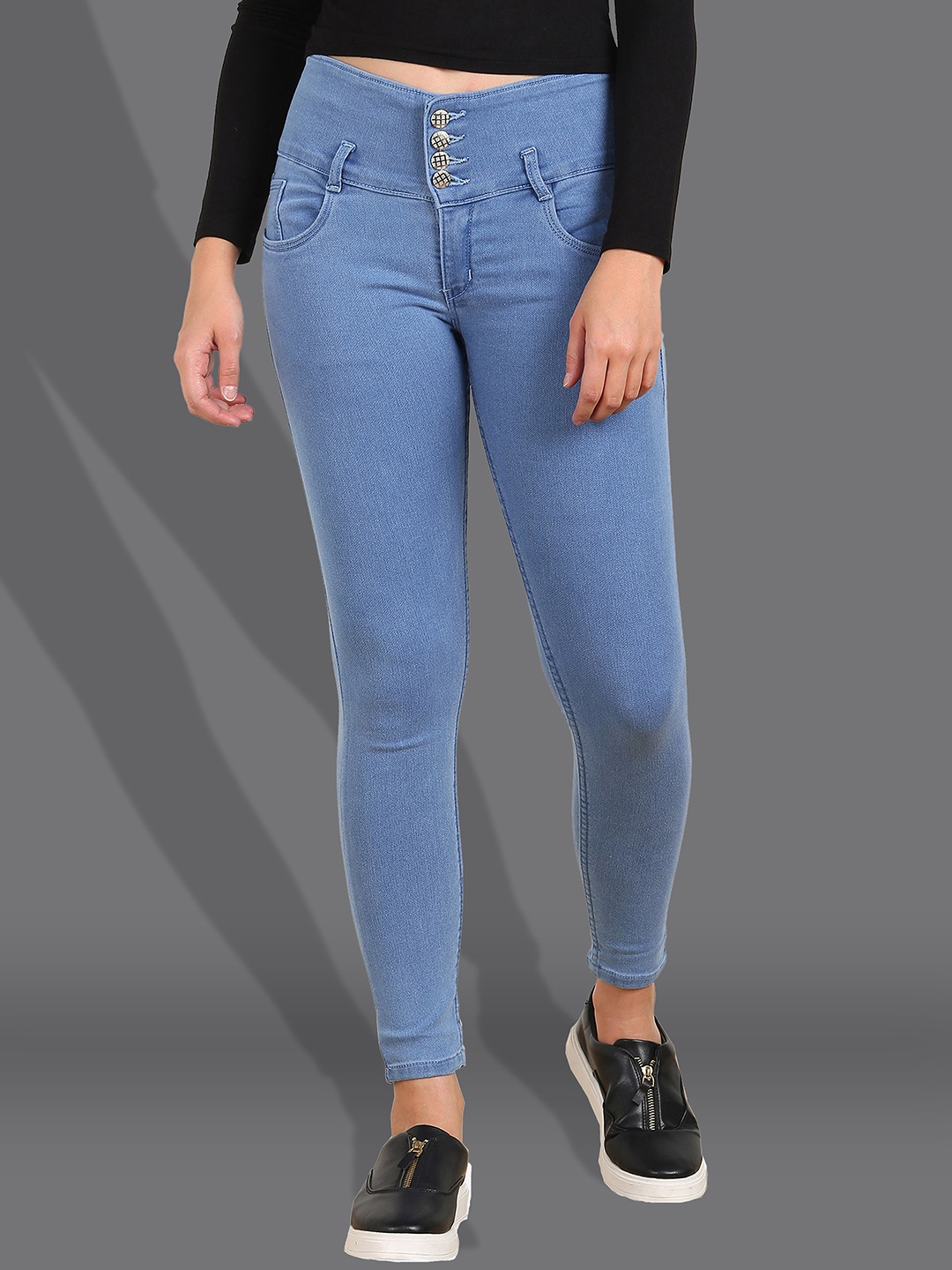 

F2M Women Skinny Fit High Rise Clean Look Stretchable Jeans, Blue