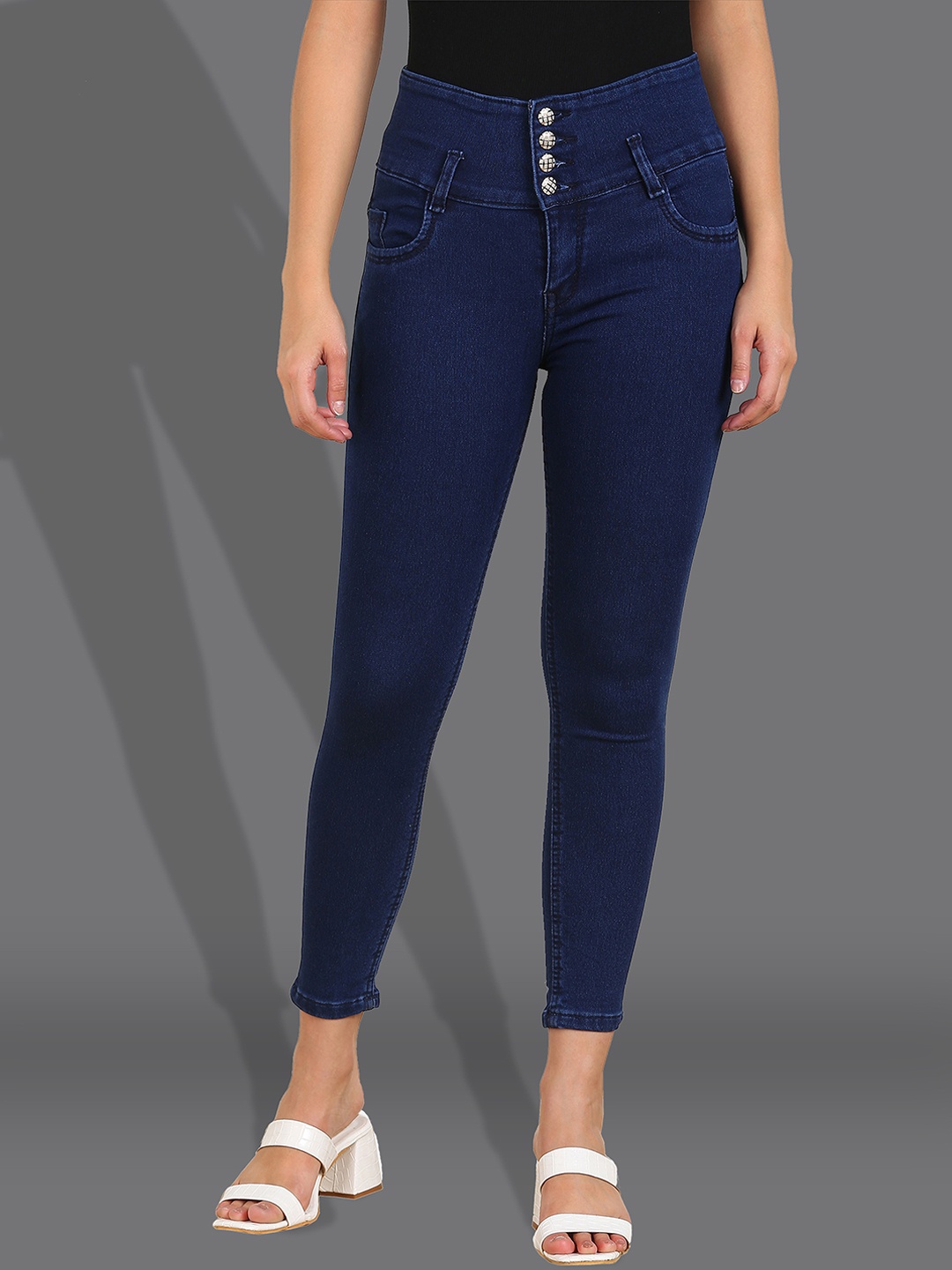

F2M Women Skinny Fit High-Rise Clean Look Stretchable Jeans, Navy blue
