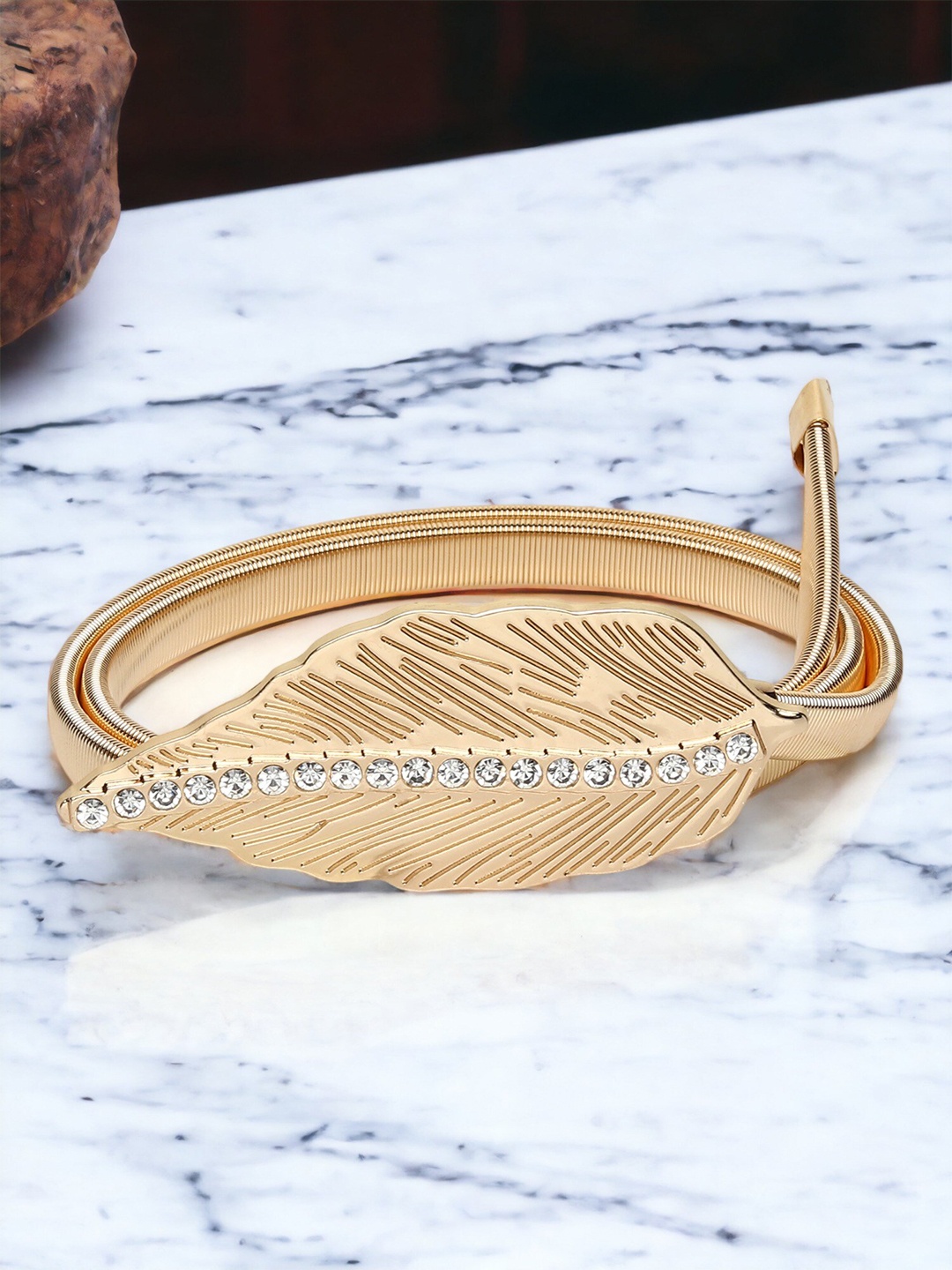 

DressBerry Women Gold-Plated Stone Studded Belt