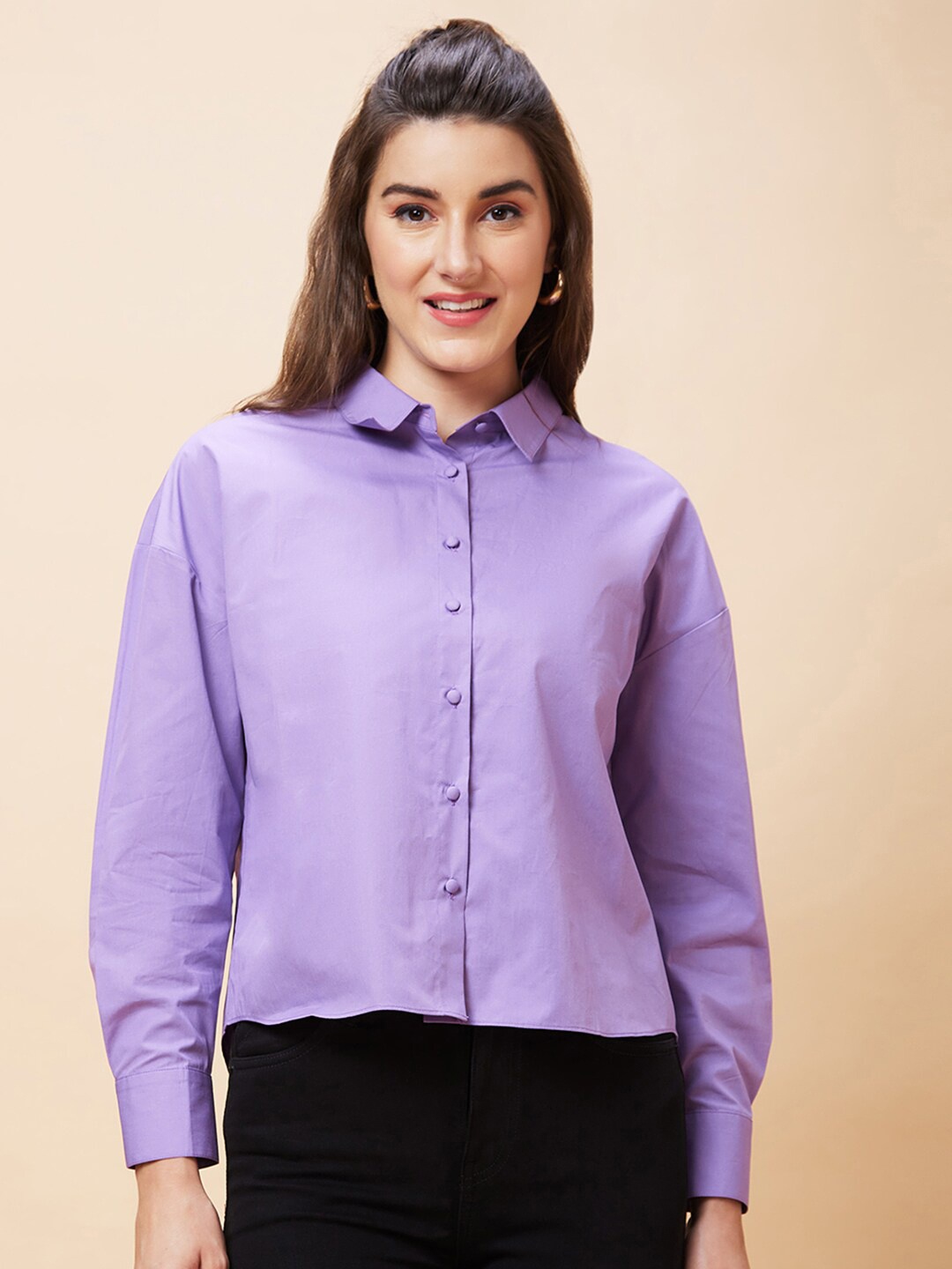 

Globus Purple Pure Cotton Shirt Style Top