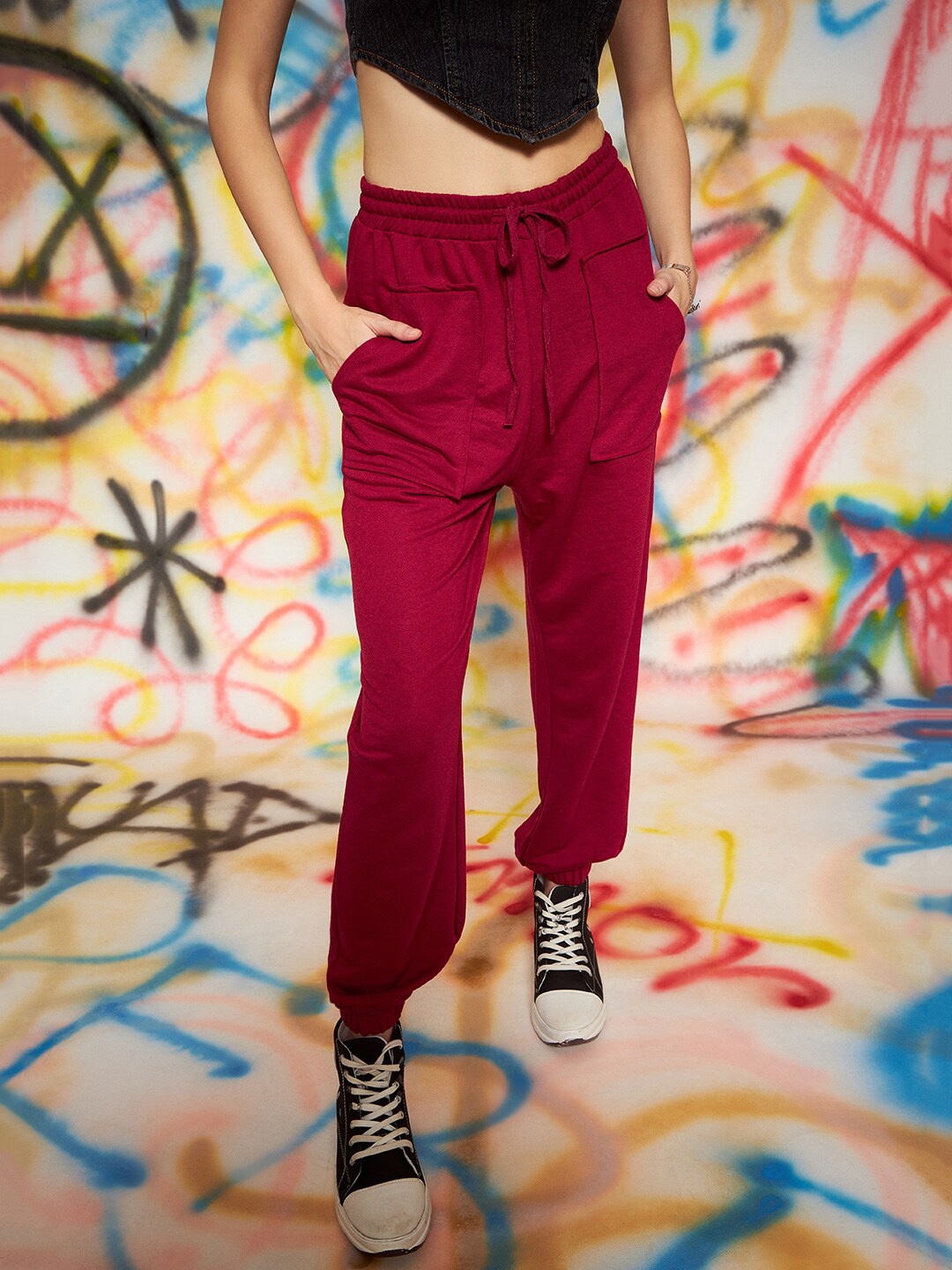 

KASSUALLY Women Loose Fit Joggers Trousers, Maroon