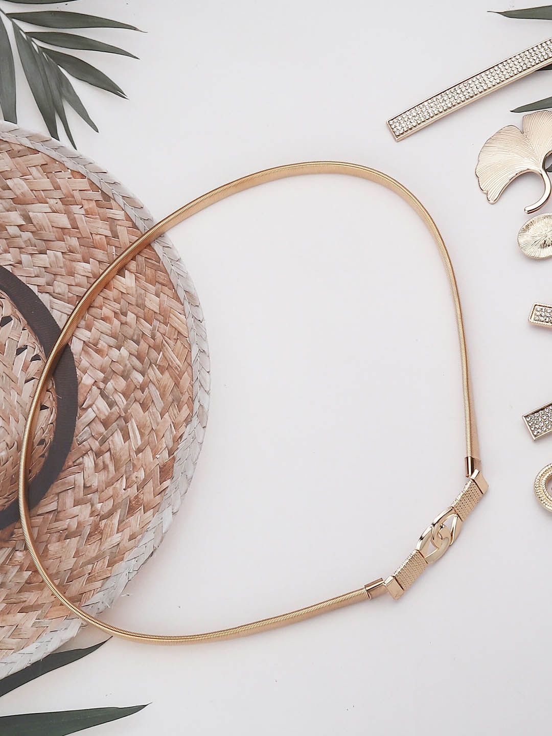 

DressBerry Women Gold-Plated Textured Belt
