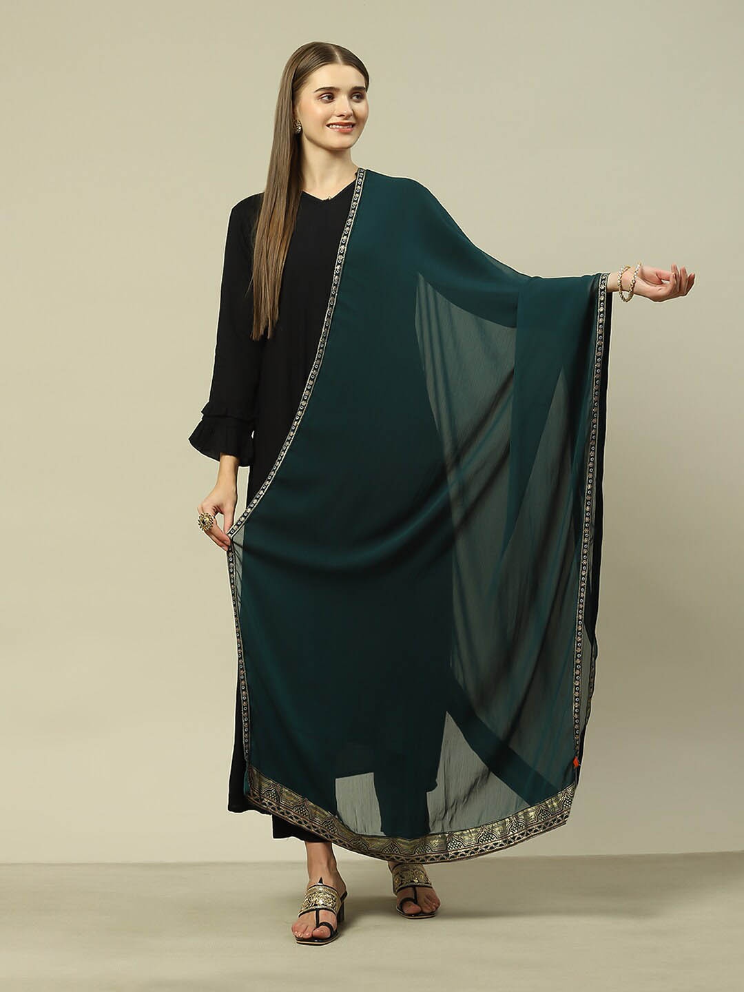 

Rangriti Printed Dupatta, Green