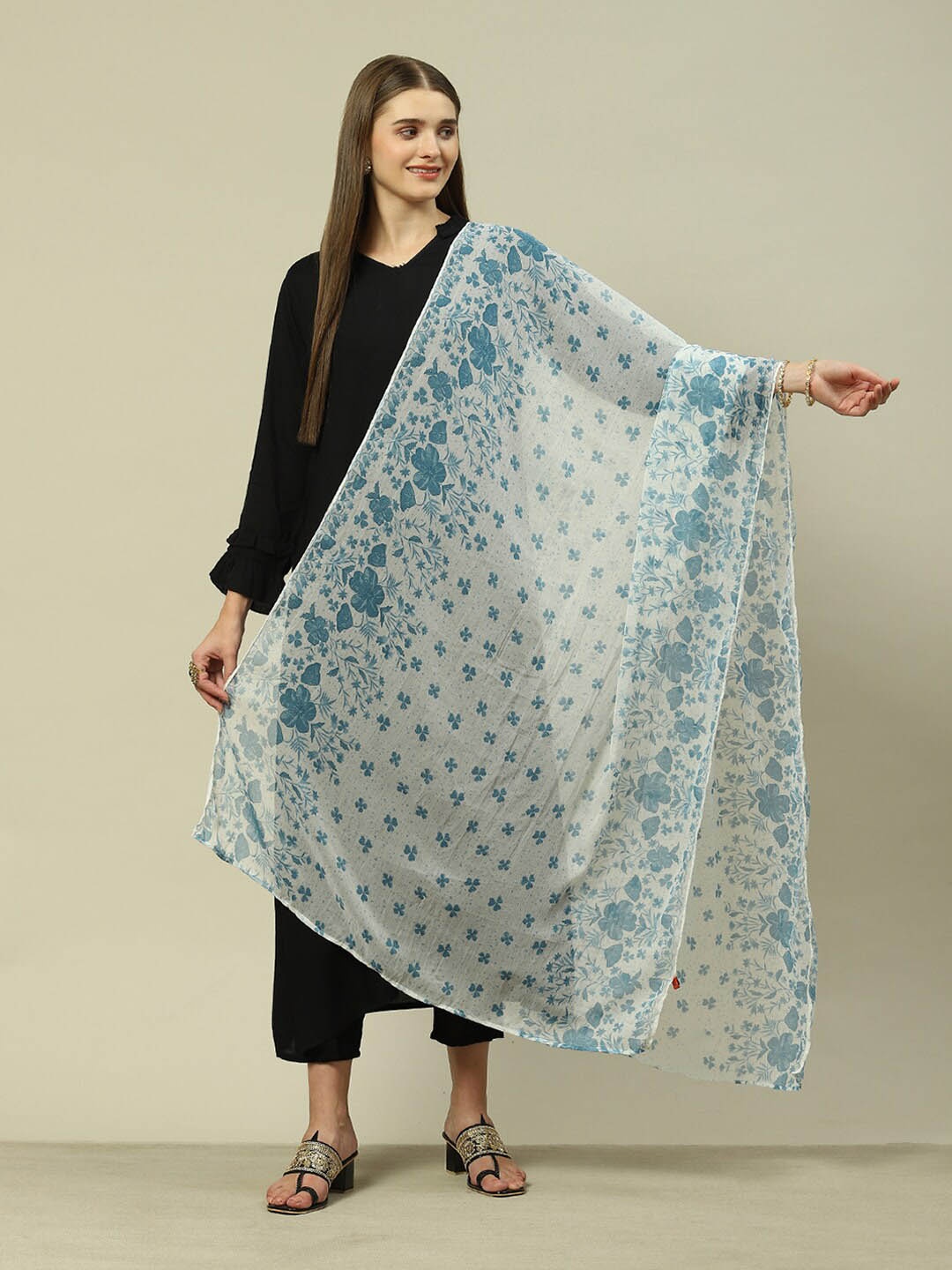 

Rangriti Printed Dupatta, Blue