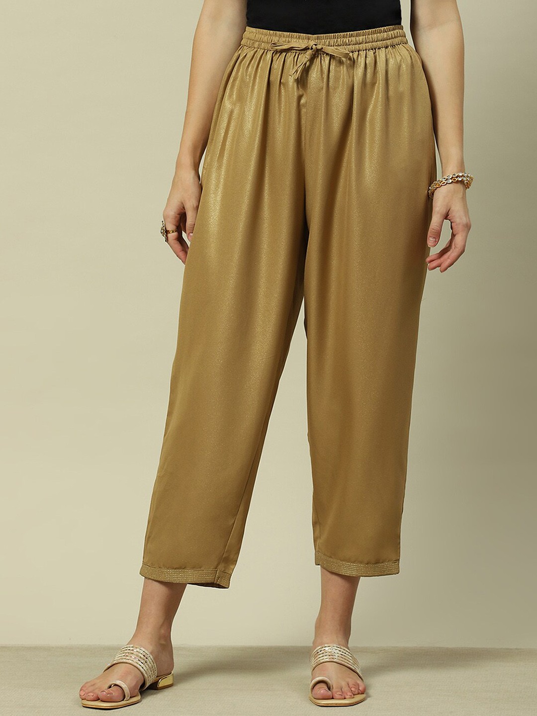 

Rangriti Women Mid-Rise Straight-Fit Salwar, Gold