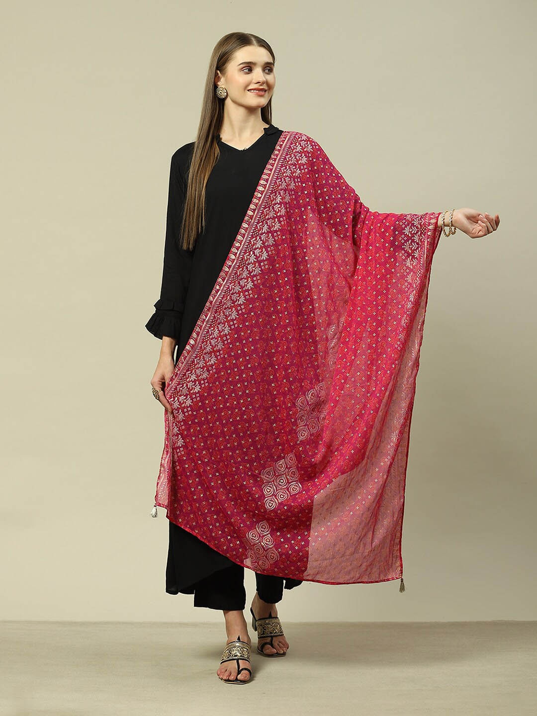 

Rangriti Ethnic Motifs Printed Dupatta with Zari, Purple