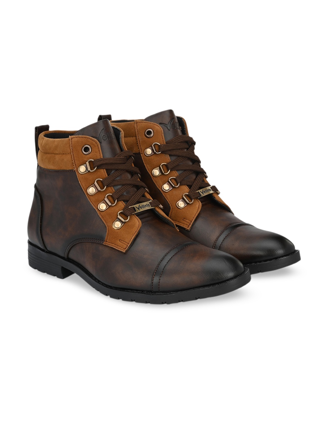 

Vellinto Men Fred Mid-Top Biker Boots, Brown