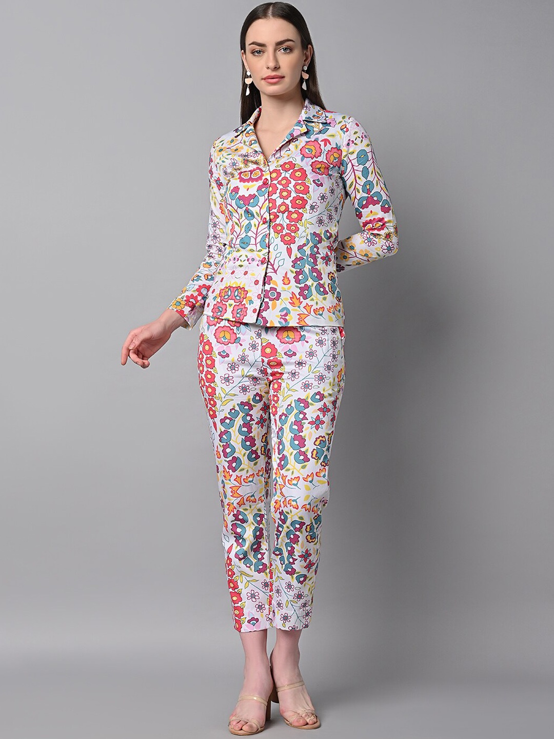 

Justin Whyte Floral Printed Coat With Trousers, Pink