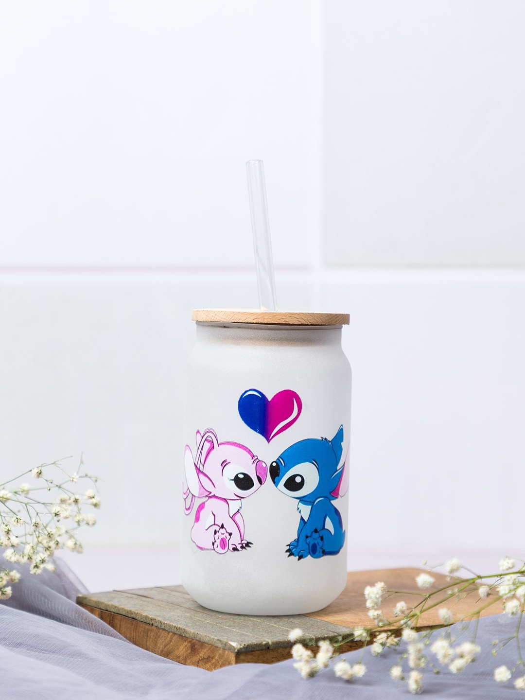 

1219 Avenue Transparent Frosted Can Printed Cocktail Glass With Lid & Straw-500 ML