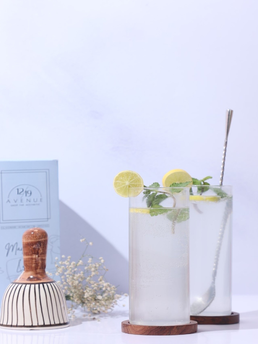 

1219 Avenue 6-Pcs Transparent Water Glasses With Stirrers-650 ML Each