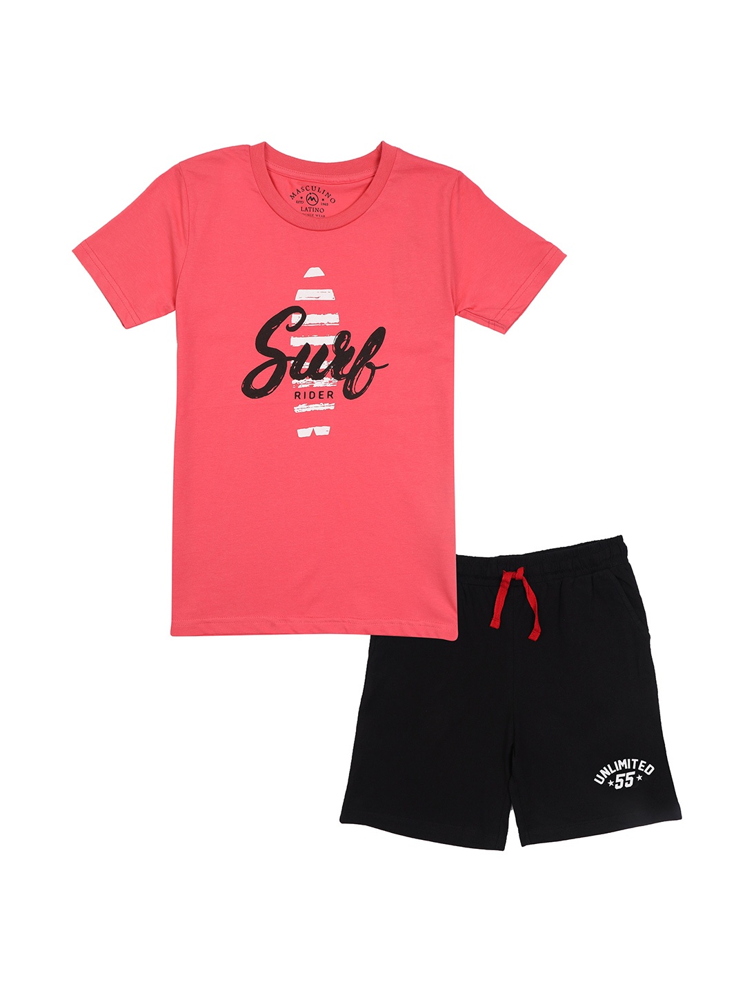 

Masculino Latino Boys Printed Pure Cotton T-shirt with Shorts, Pink