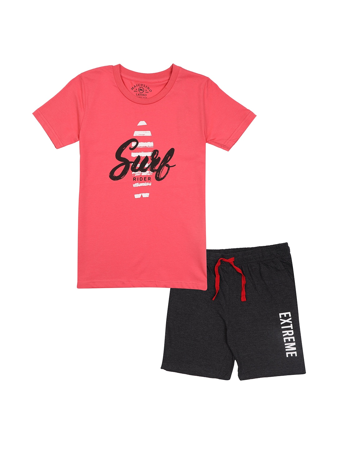 

Masculino Latino Boys Printed Pure Cotton T-shirt With Shorts, Pink