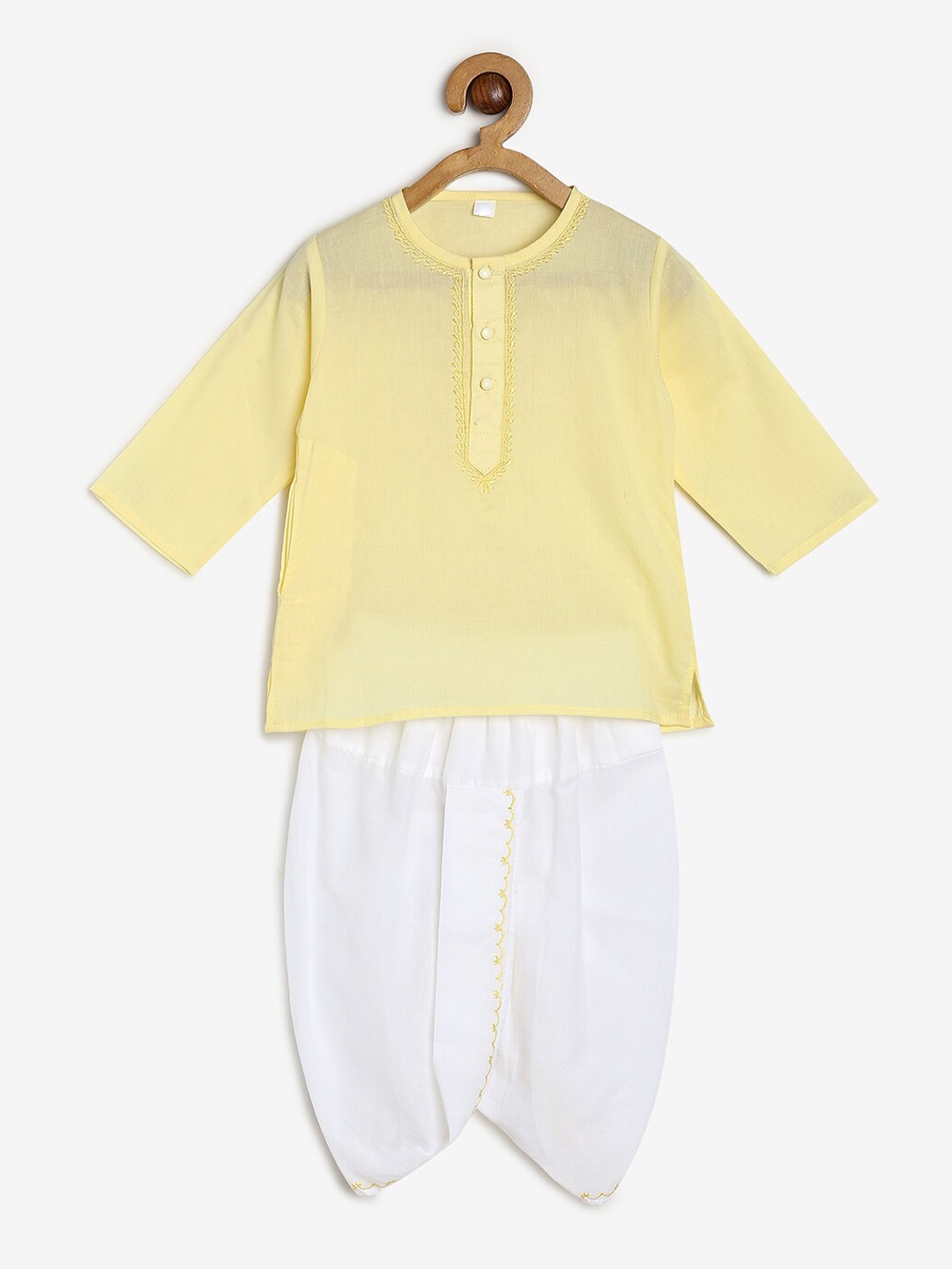 

BAESD Kids Regular Thread Work Kurta With Dhoti Pants, Yellow
