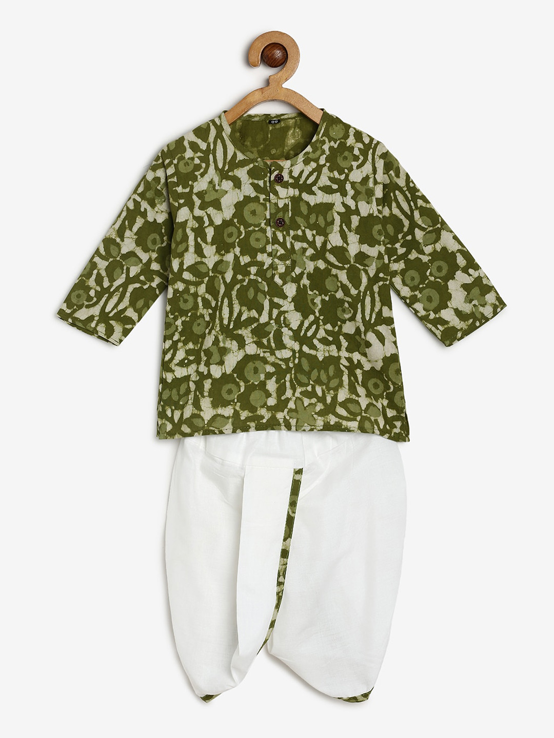 

BAESD Kids Floral Printed Straight Kurta with Dhoti Pant, Olive