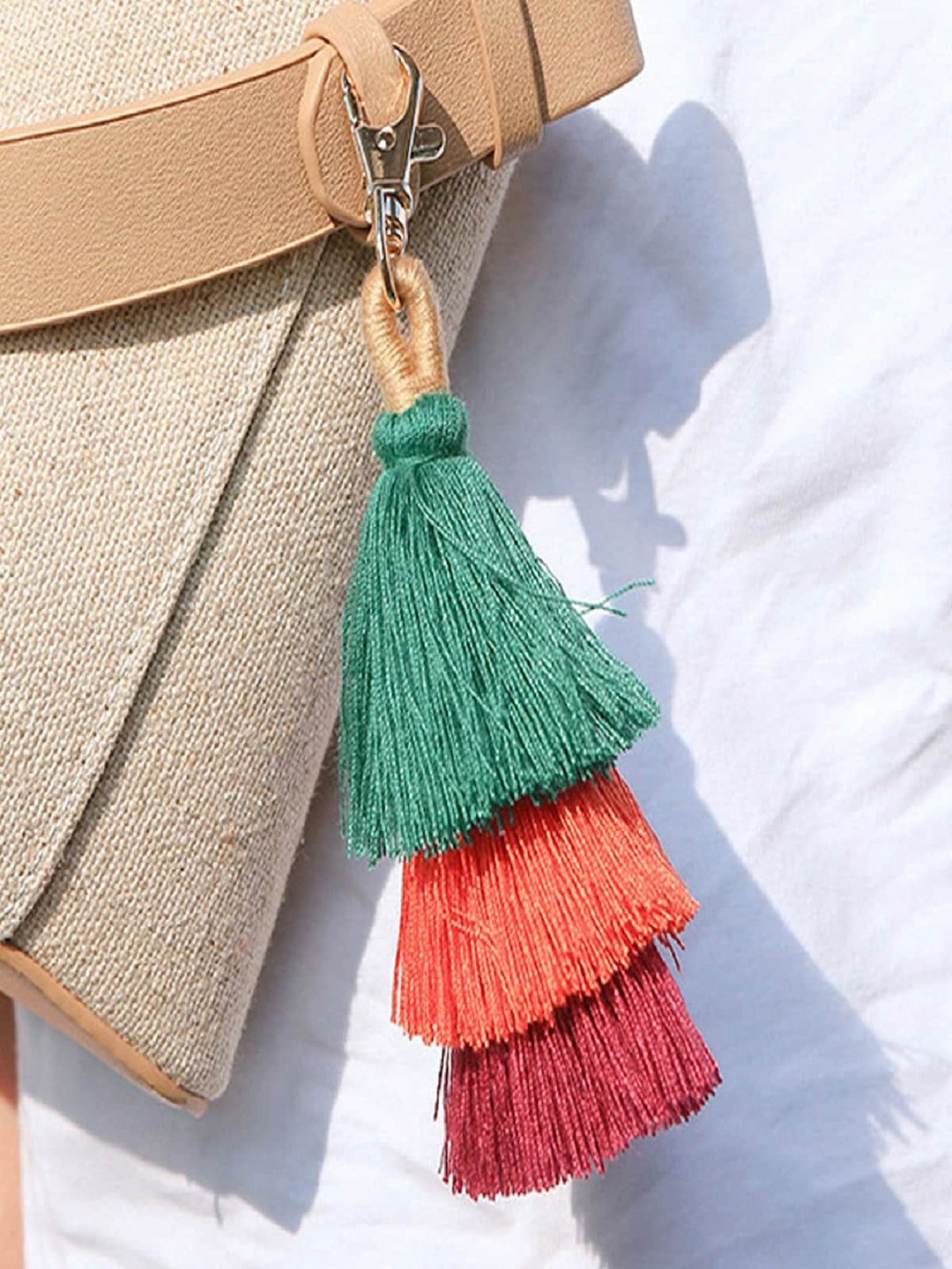 

AQUASTREET Layered Tassel Keychain, Tan
