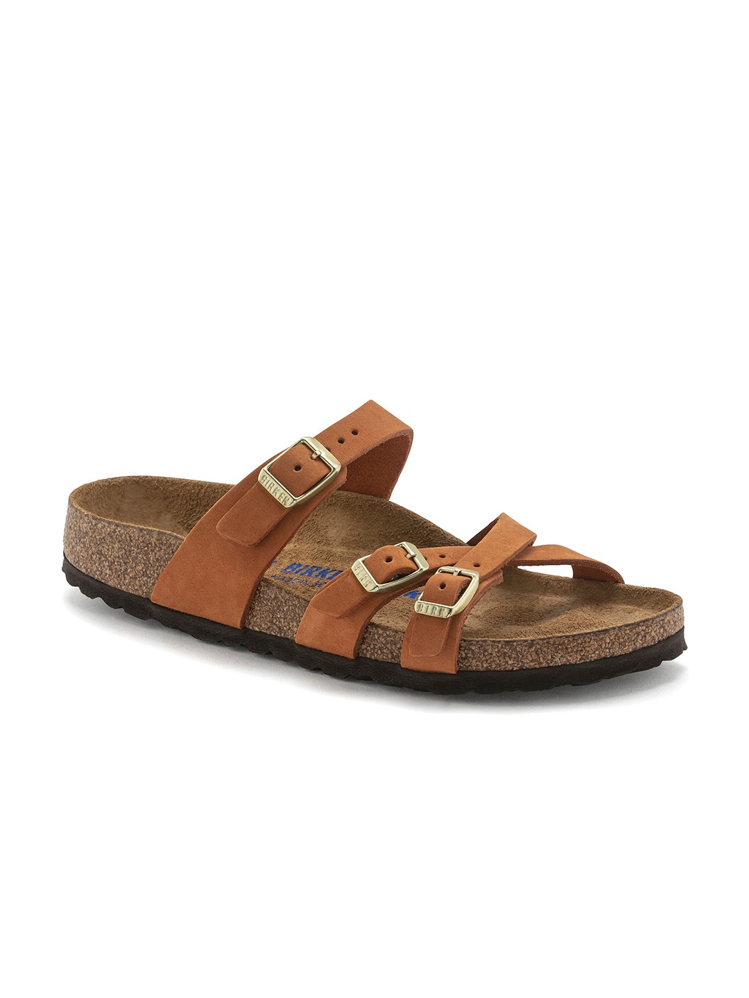 

Birkenstock Franca Soft Footbed Nubuck Leather Width Multi-Strap Open Toe Flats, Brown