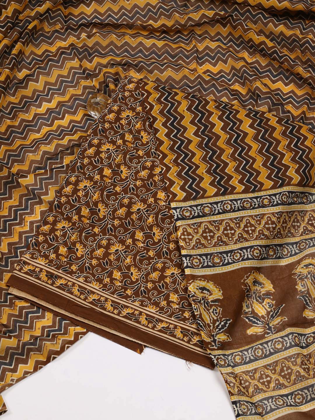 

Meena Bazaar Printed Unstitched Dress Material, Mustard