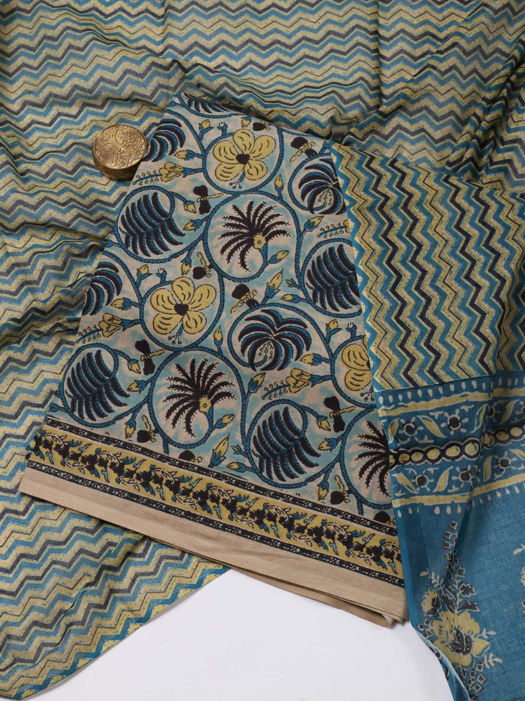 

Meena Bazaar Printed Unstitched Dress Material, Blue