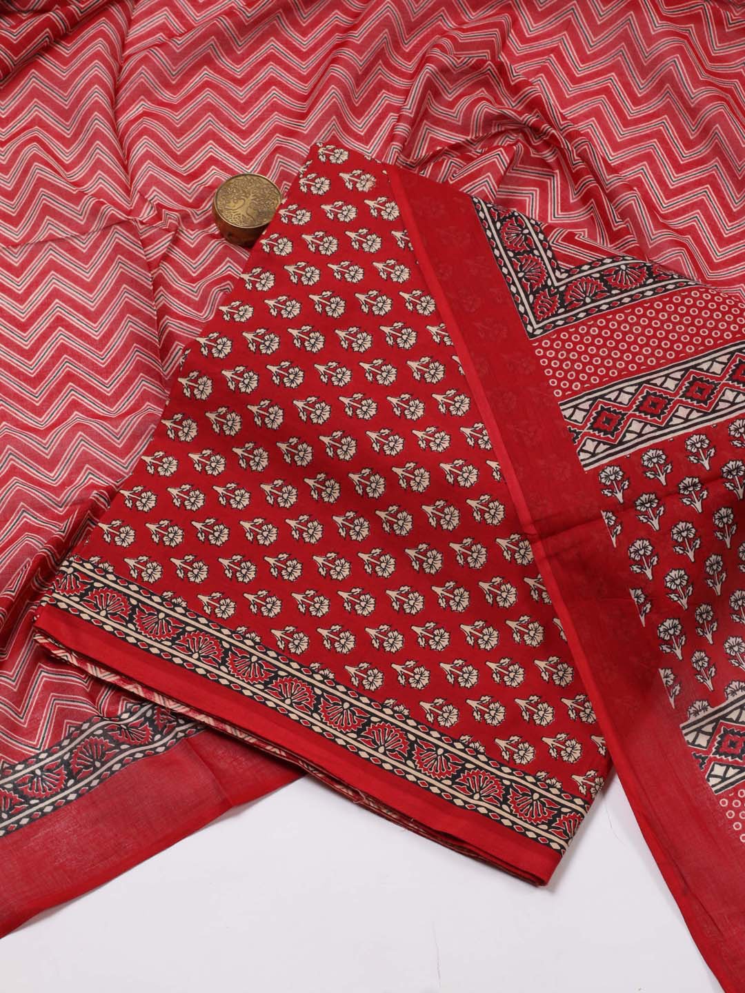 

Meena Bazaar Printed Unstitched Dress Material, Maroon