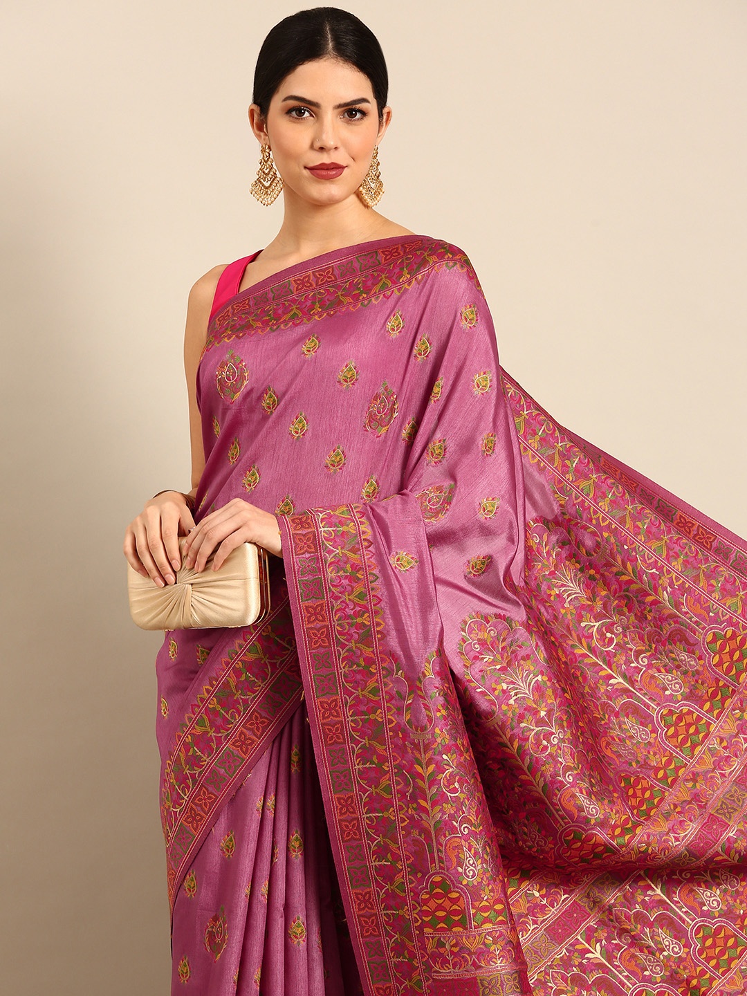 

Simaaya Ethnic Motifs Woven Design Pure Silk Saree, Magenta