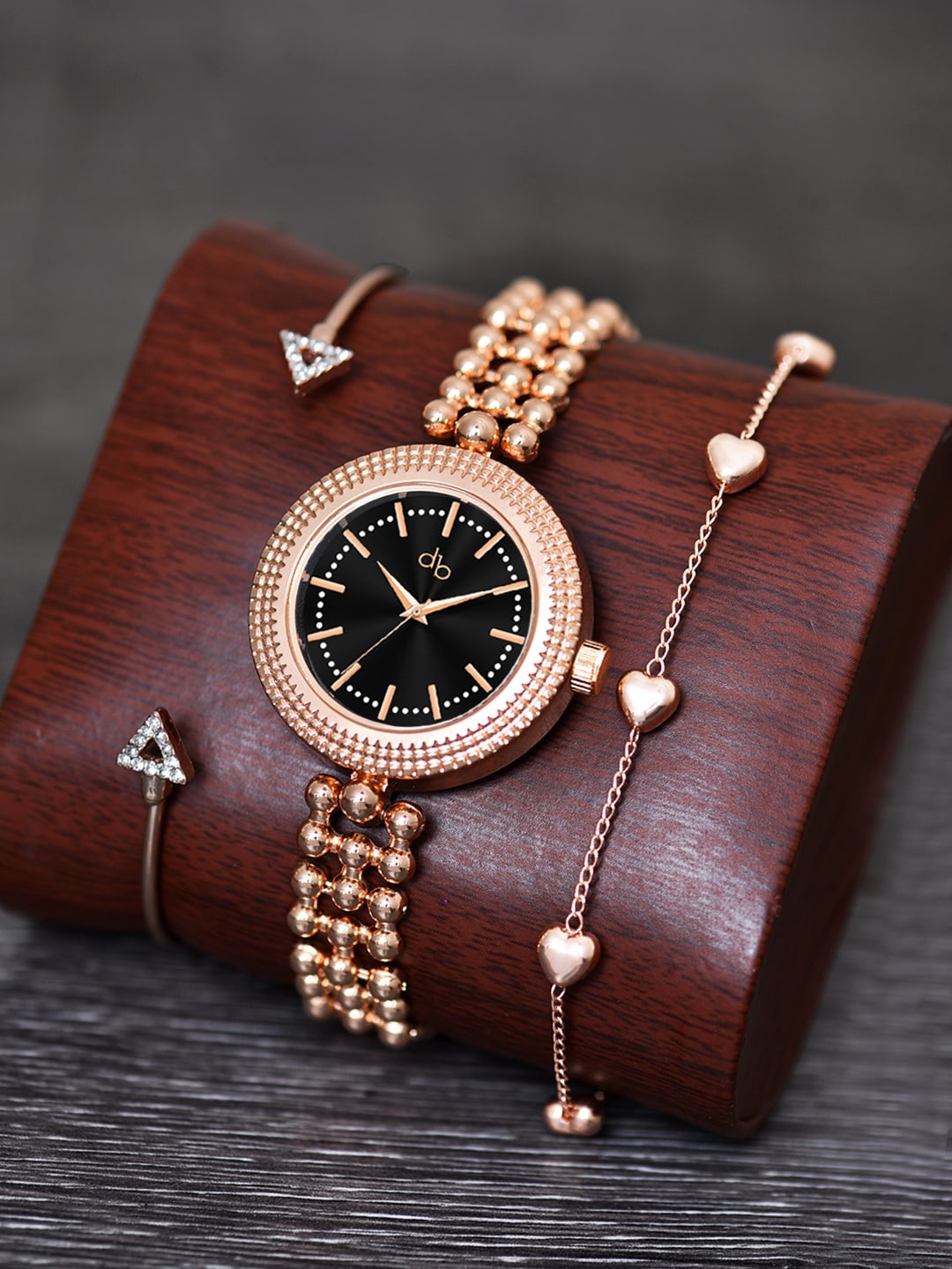 

DressBerry Women Rose Gold-Toned Analogue Watch Gift Set DBWJ Set-21