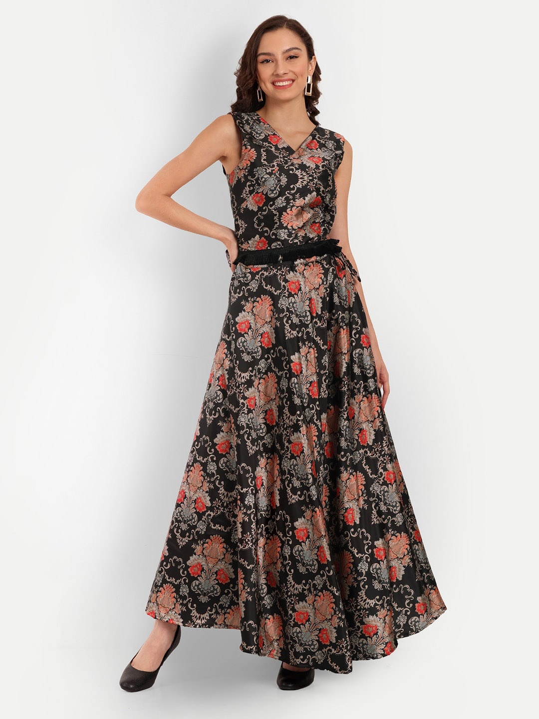 

TILISM Ethnic Motifs Printed Silk Lehenga Choli, Black