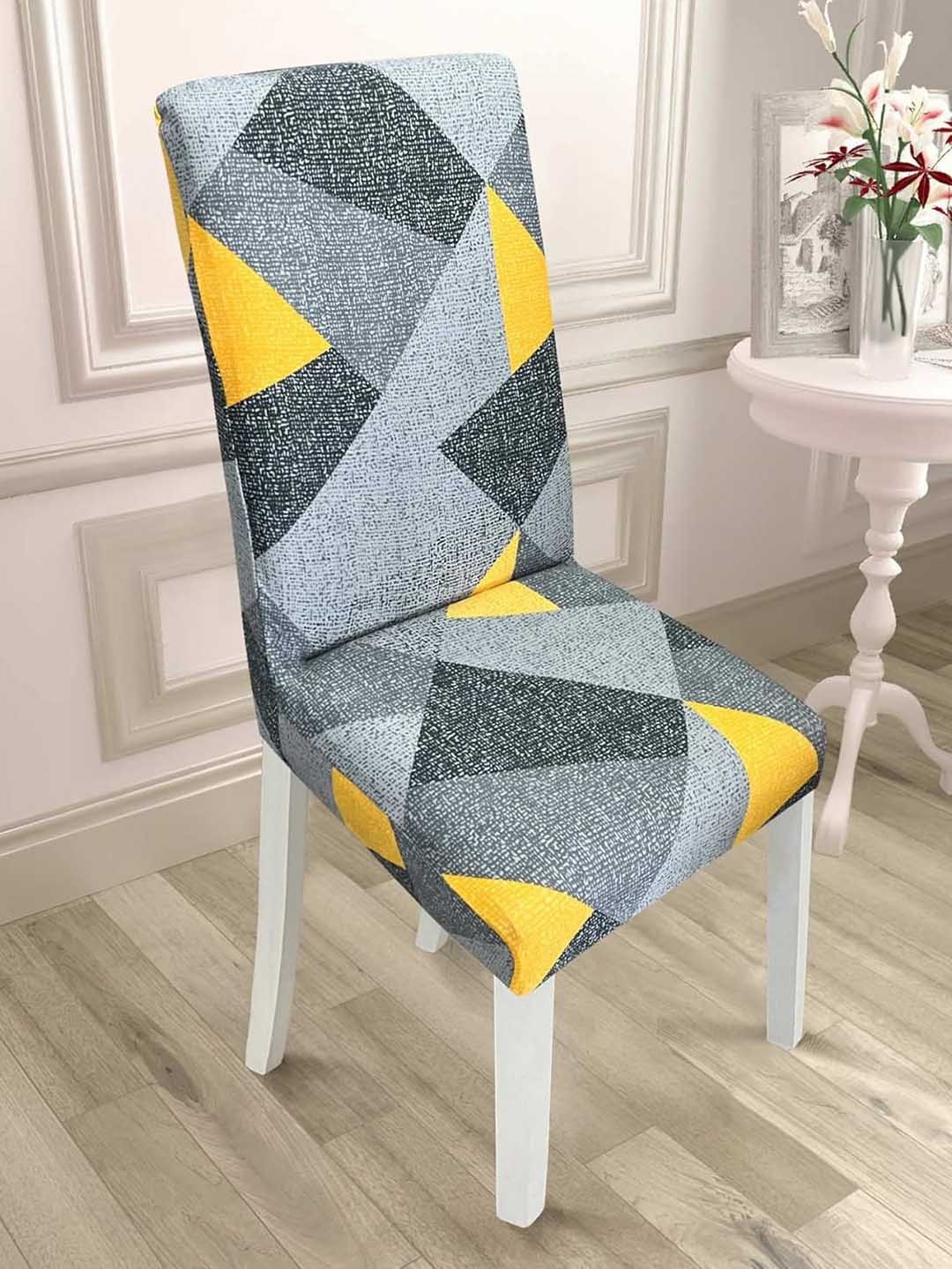 

HOUSE OF QUIRK Yellow & Grey ColourBlocked Microfiber Comfortable Chair Cover