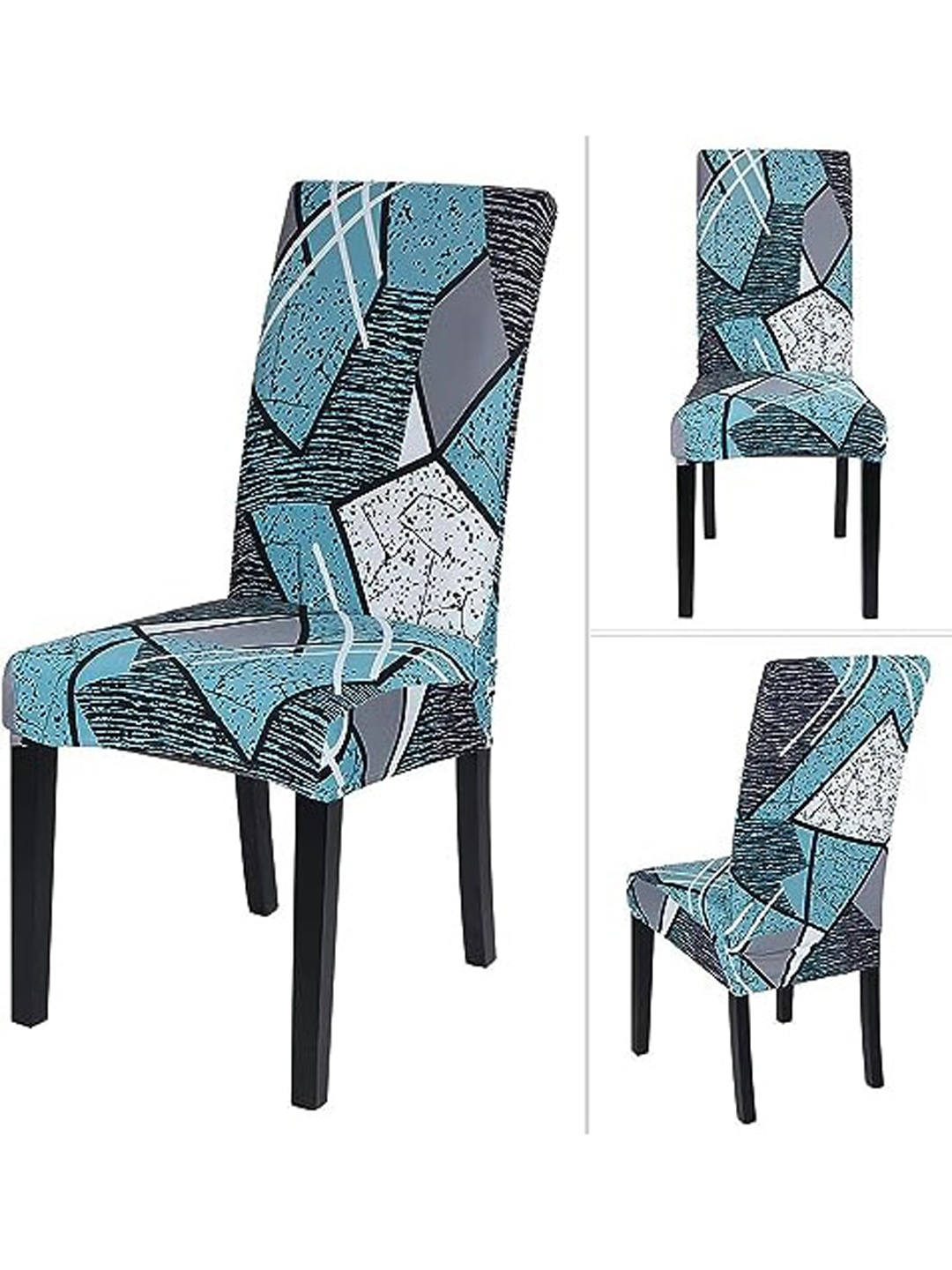 

HOUSE OF QUIRK Blue & Grey Printed Removable Chair Cover