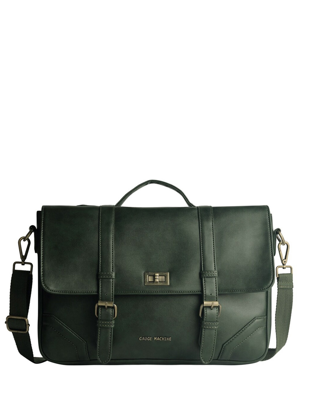 

Gauge Machine Padded Leather Laptop Bag, Green
