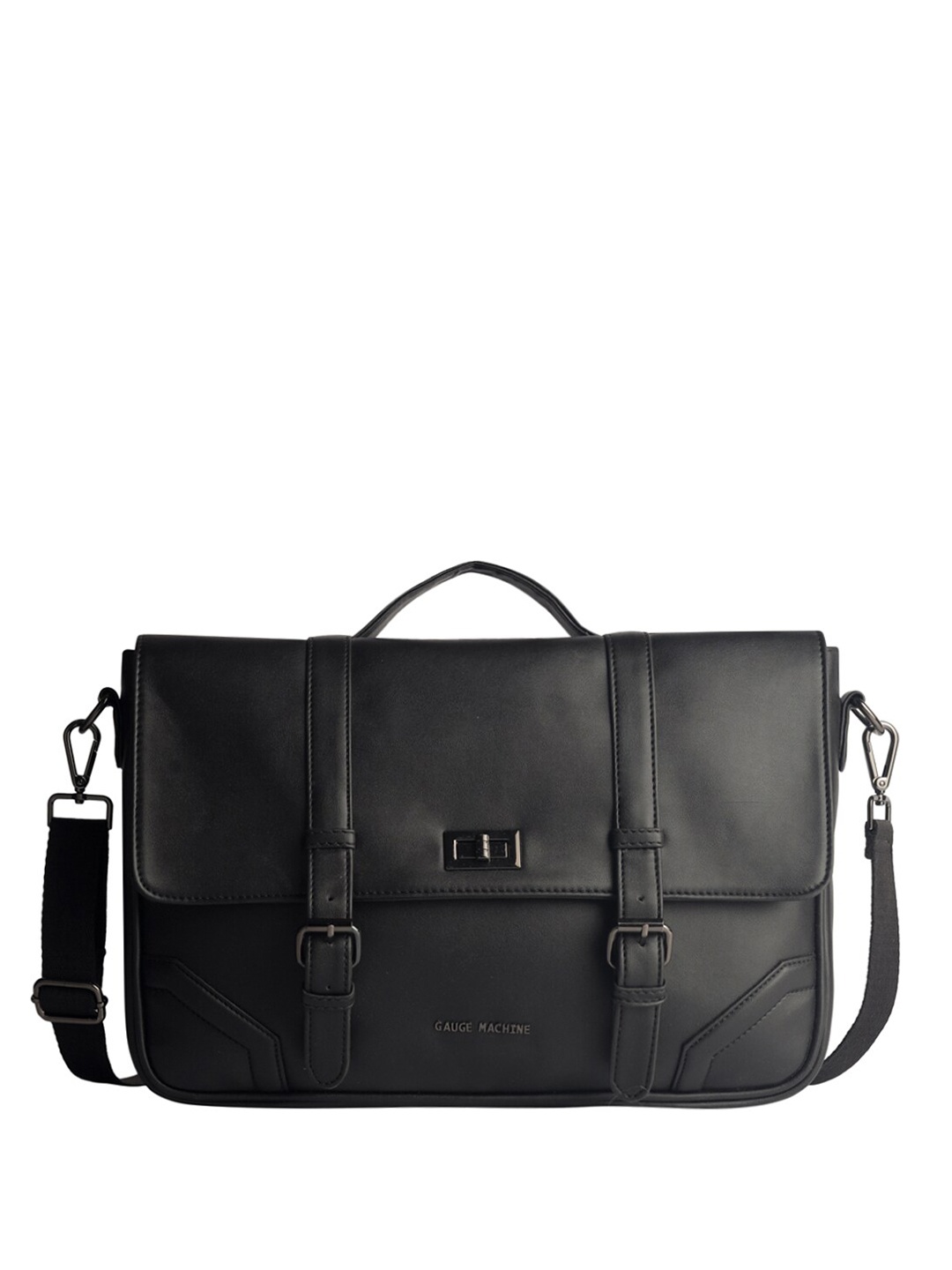 

Gauge Machine Unisex Leather 15 Inch Laptop Bag, Black