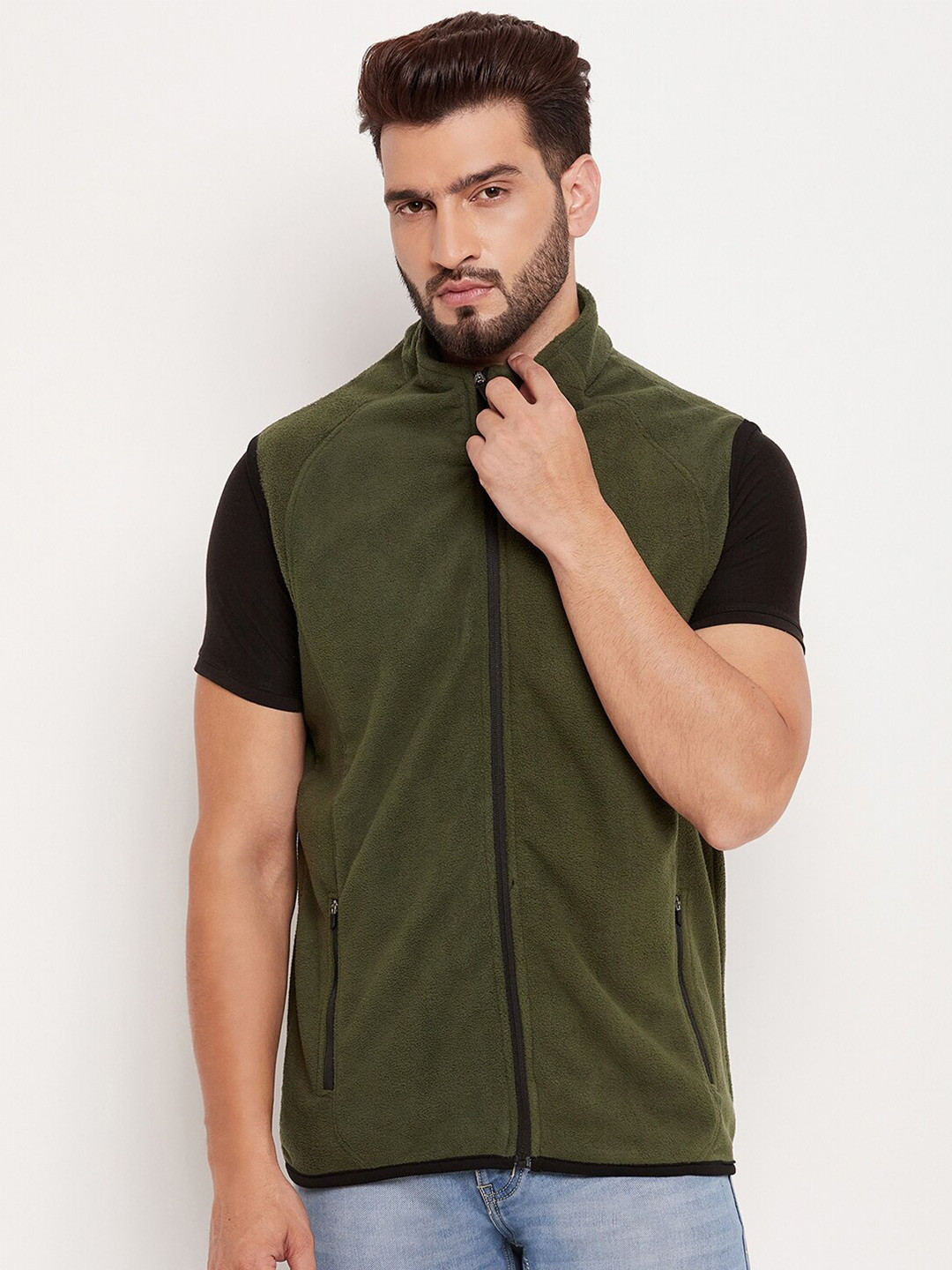 

POKER Mock Collar Fleece Sweatshirt, Green