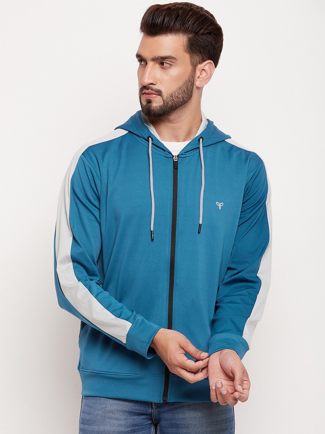 

POKER Colourblocked Hooded Sweatshirt, Blue