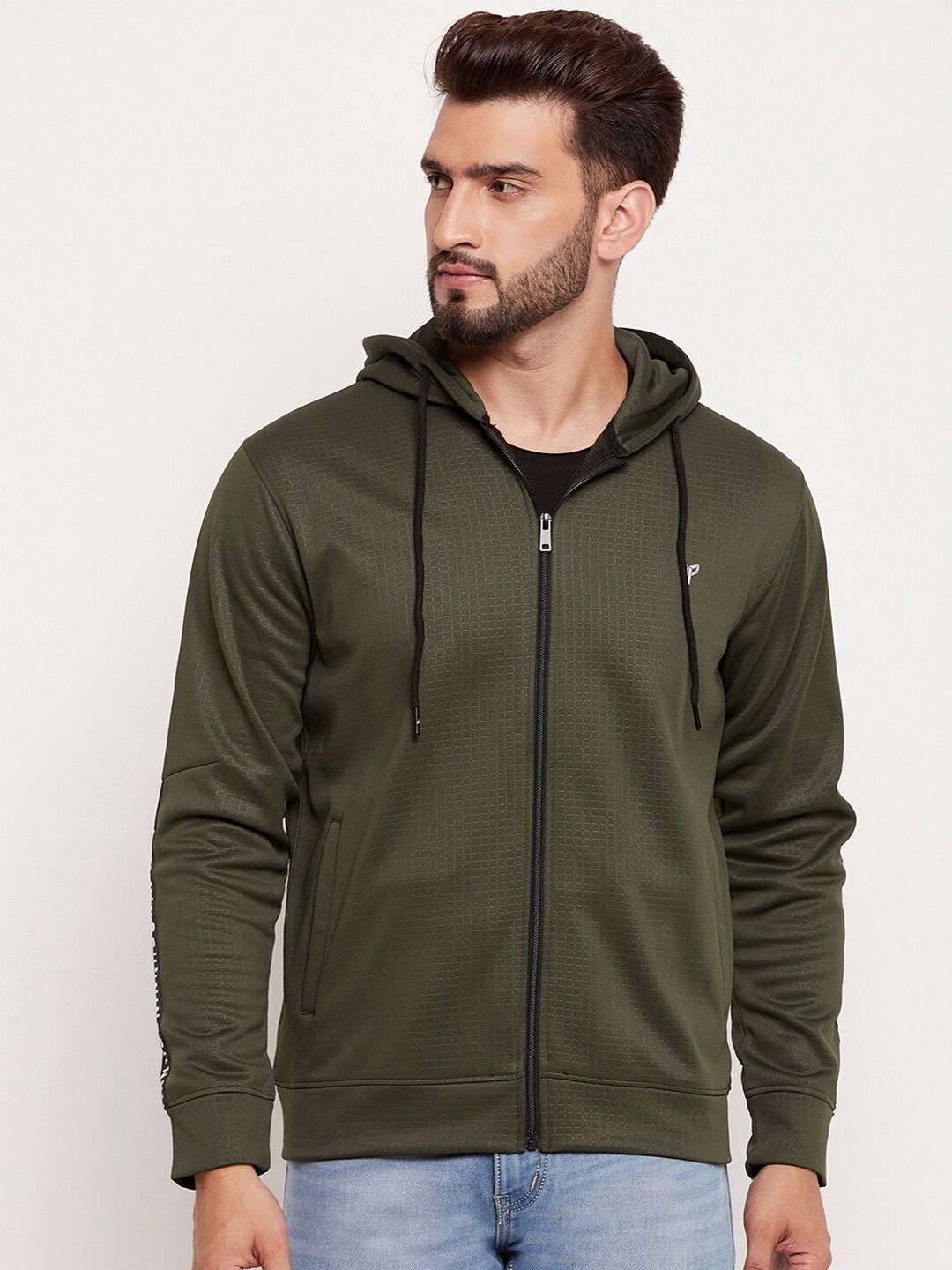 

POKER Hooded Front Open Sweatshirt, Green